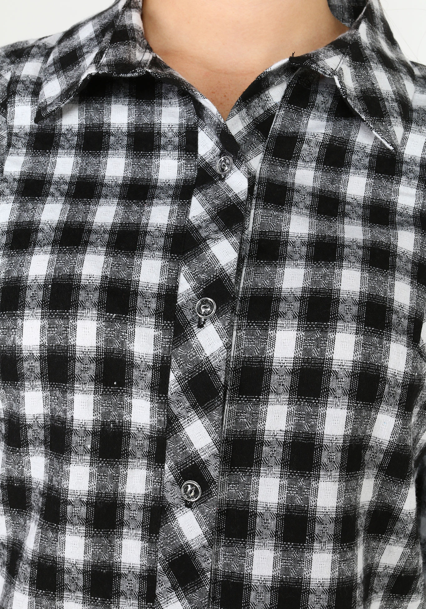 Туника удлиненная на пуговицах с принтом Bianka Modeno, размер 58, цвет черно-белый - фото 9