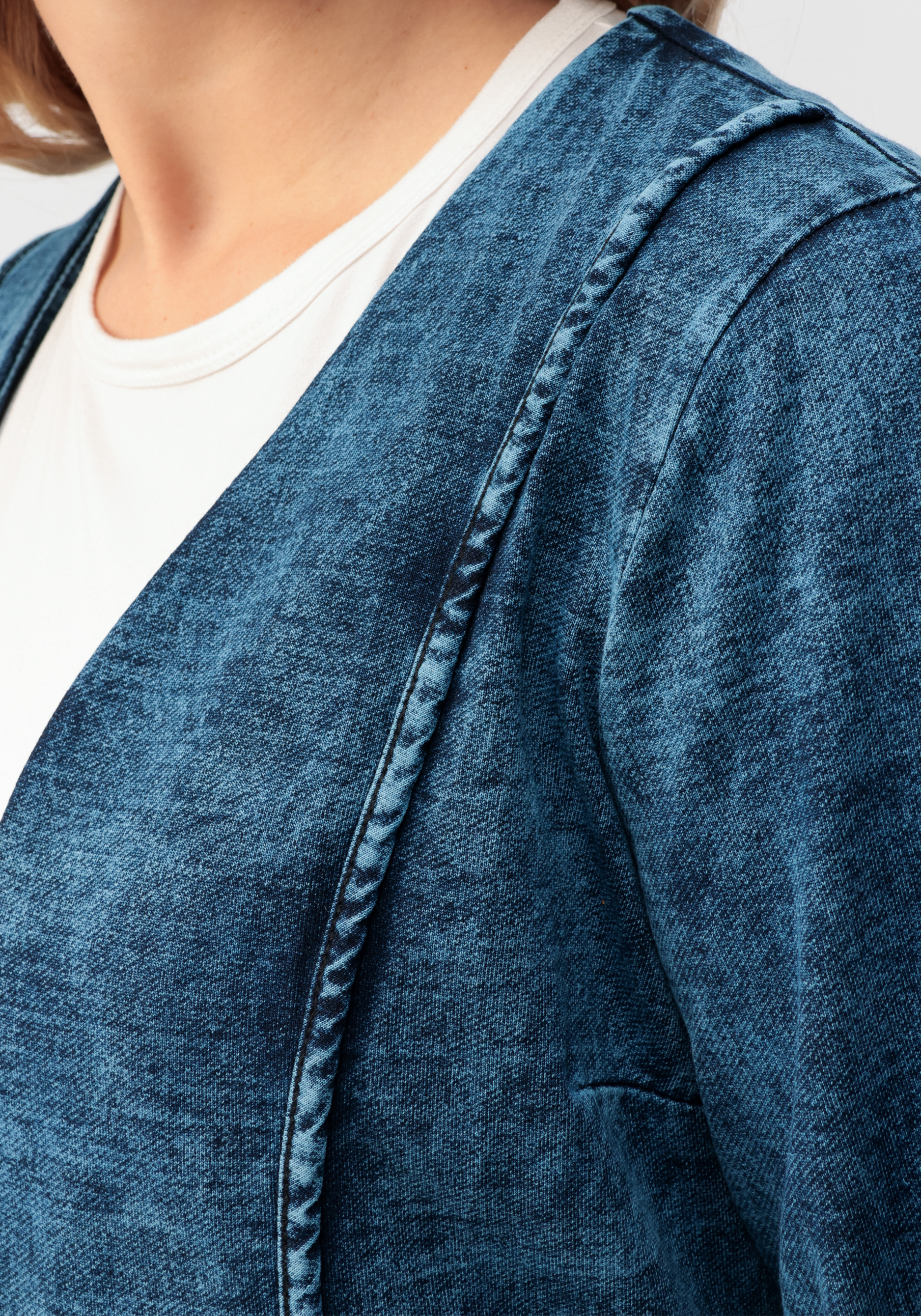 Кардиган джинсовый с карманами, размер 60, цвет синий - фото 5