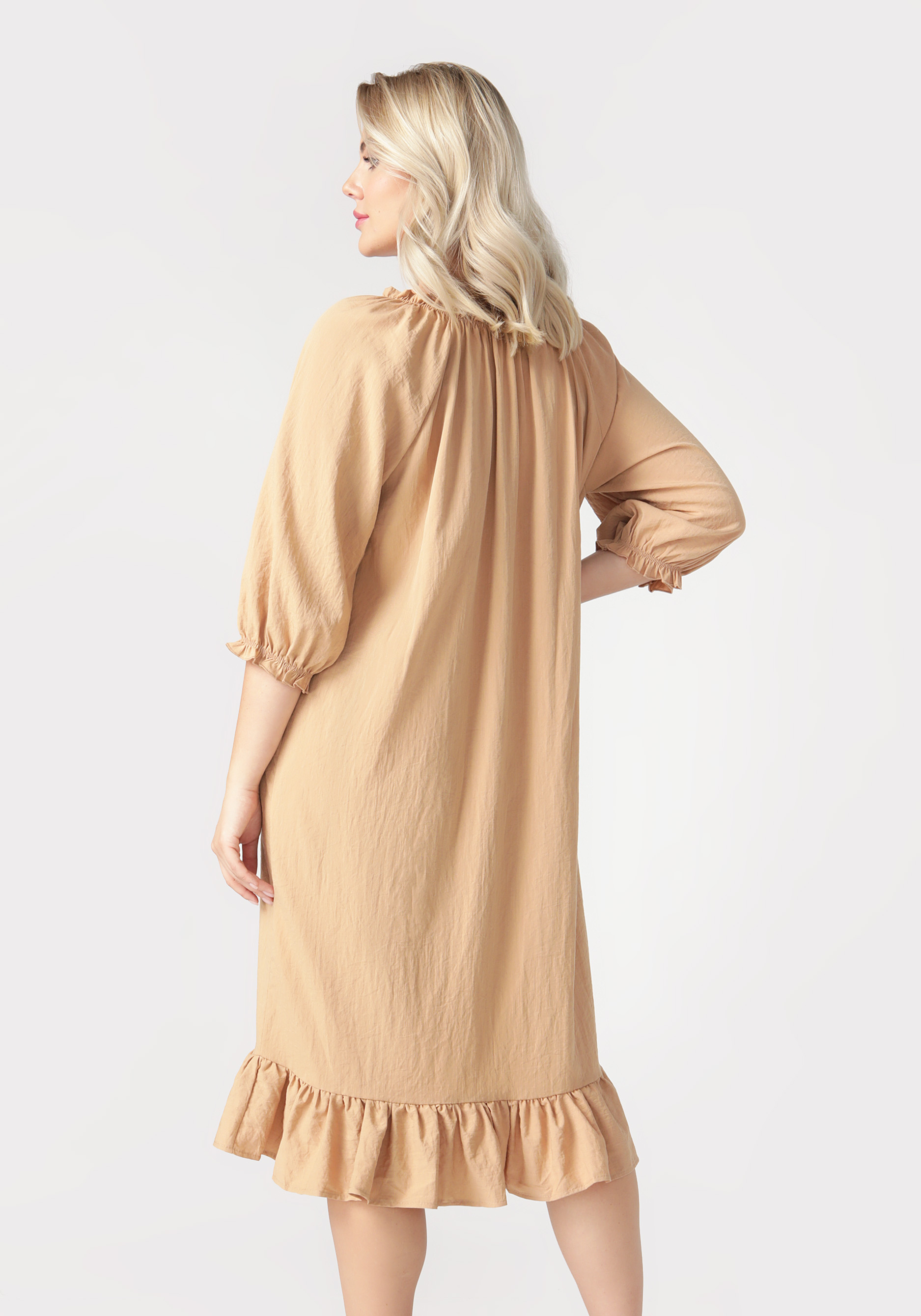 Платье-рубашка миди на пуговицах Frida, размер 48, цвет песочный - фото 7