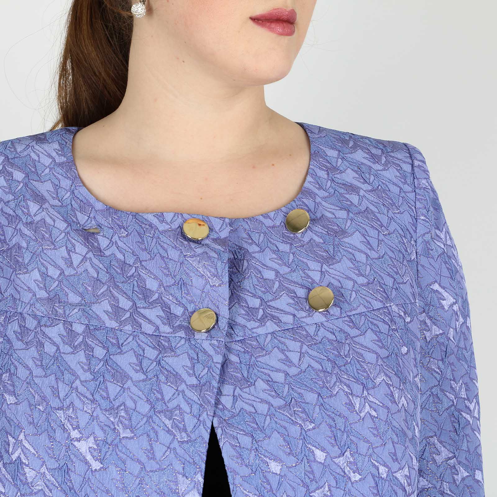 Костюм: юбка прямого кроя и жакет Elletto Life, размер 46, цвет фиолетовый - фото 8