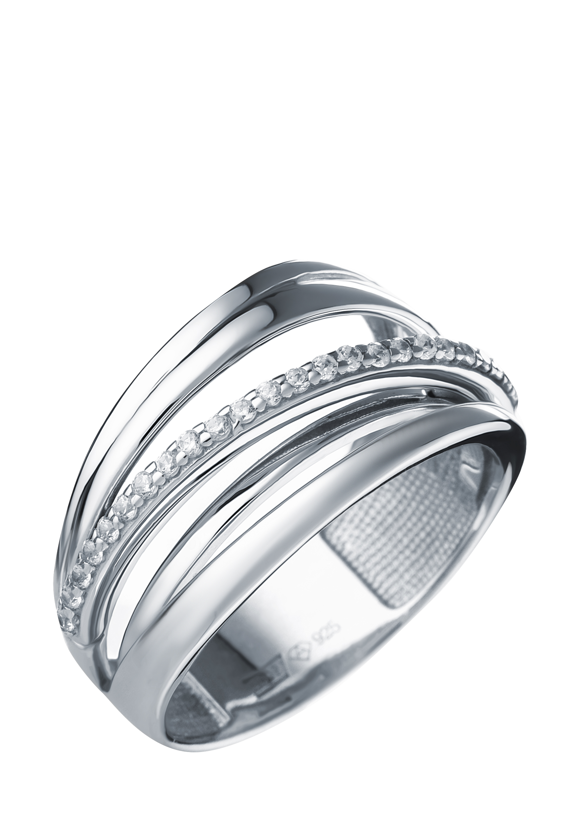 Кольцо серебряное "Ослепительная красота" АЛЬКОР, цвет серый, размер 19