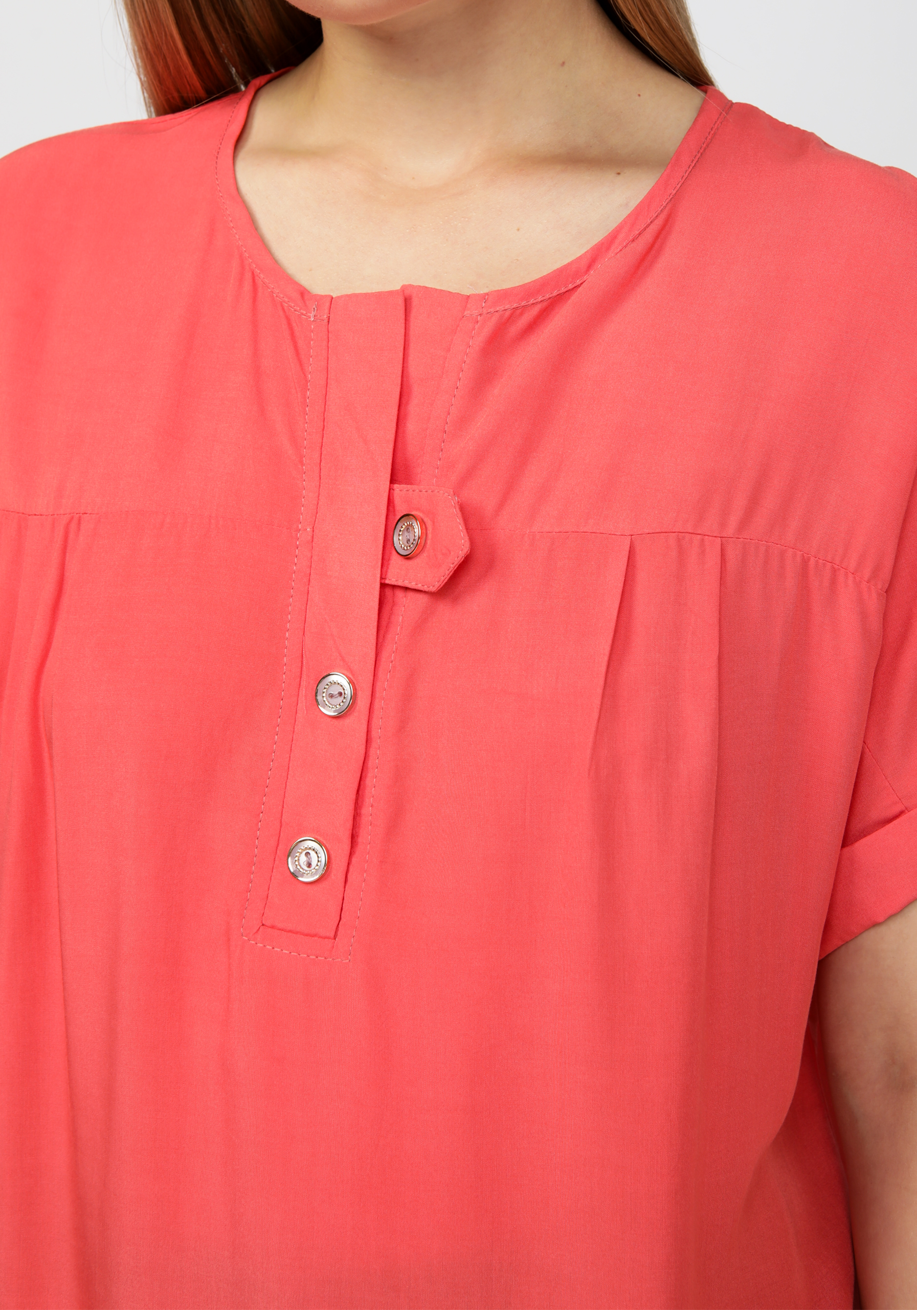 Блуза прямого кроя с планкой на груди Julia Weber, цвет белый, размер 48 - фото 10