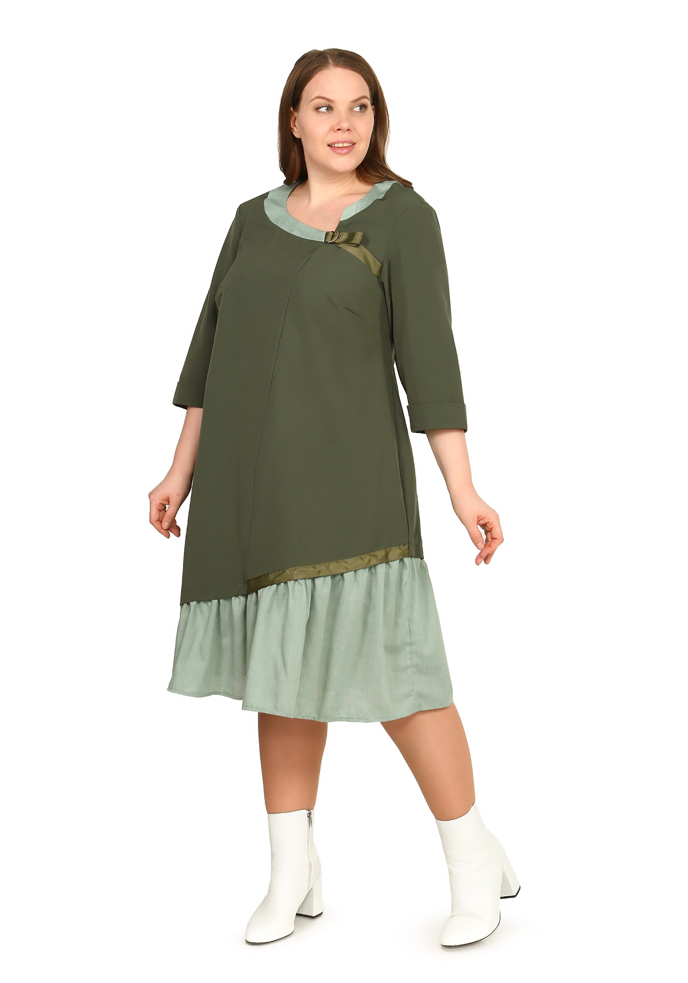 Платье Призрачная Муза жен сарафан льняное лето зеленый р 50