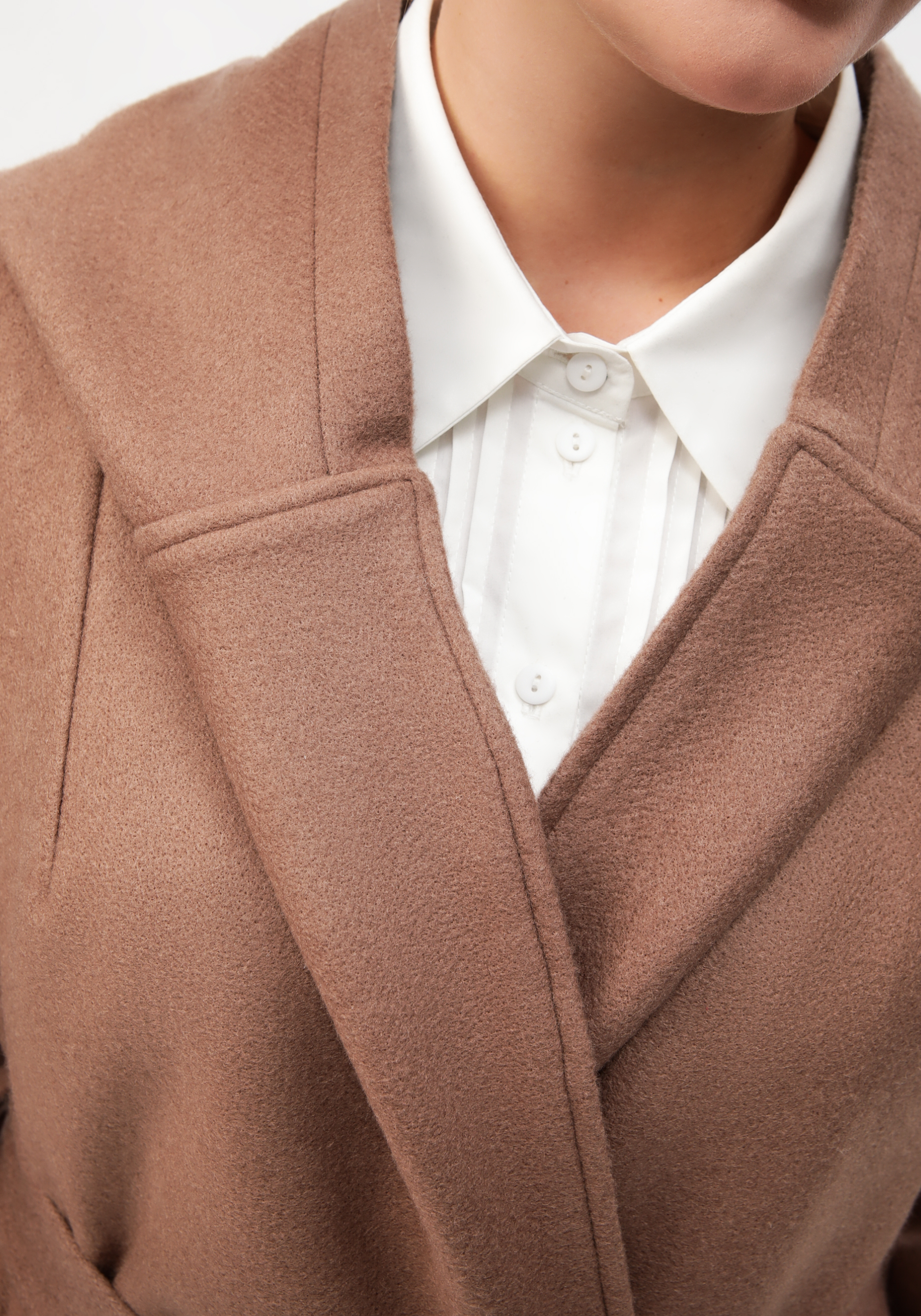 Пальто свободного кроя на поясе VeraVo, цвет коричневый, размер 50 - фото 5