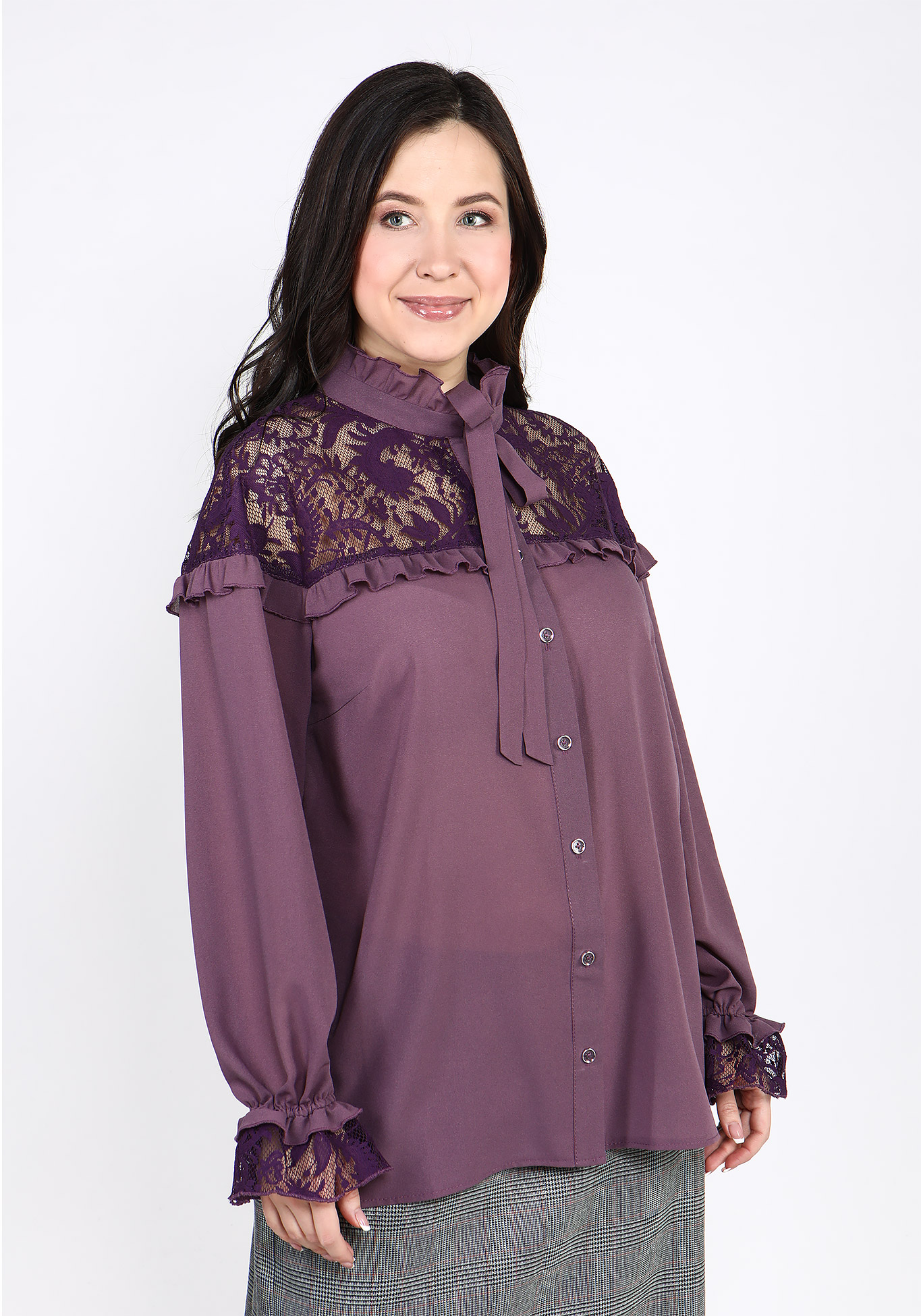 Блуза с кружевной вставкой "Беатрис" Julia Weber, размер 50, цвет изумрудный - фото 6