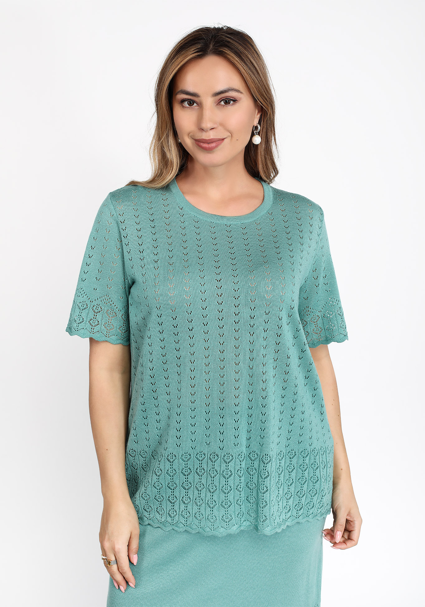 Блуза ажурная "Алеся" VeraVo, размер 48, цвет бирюзовый - фото 3