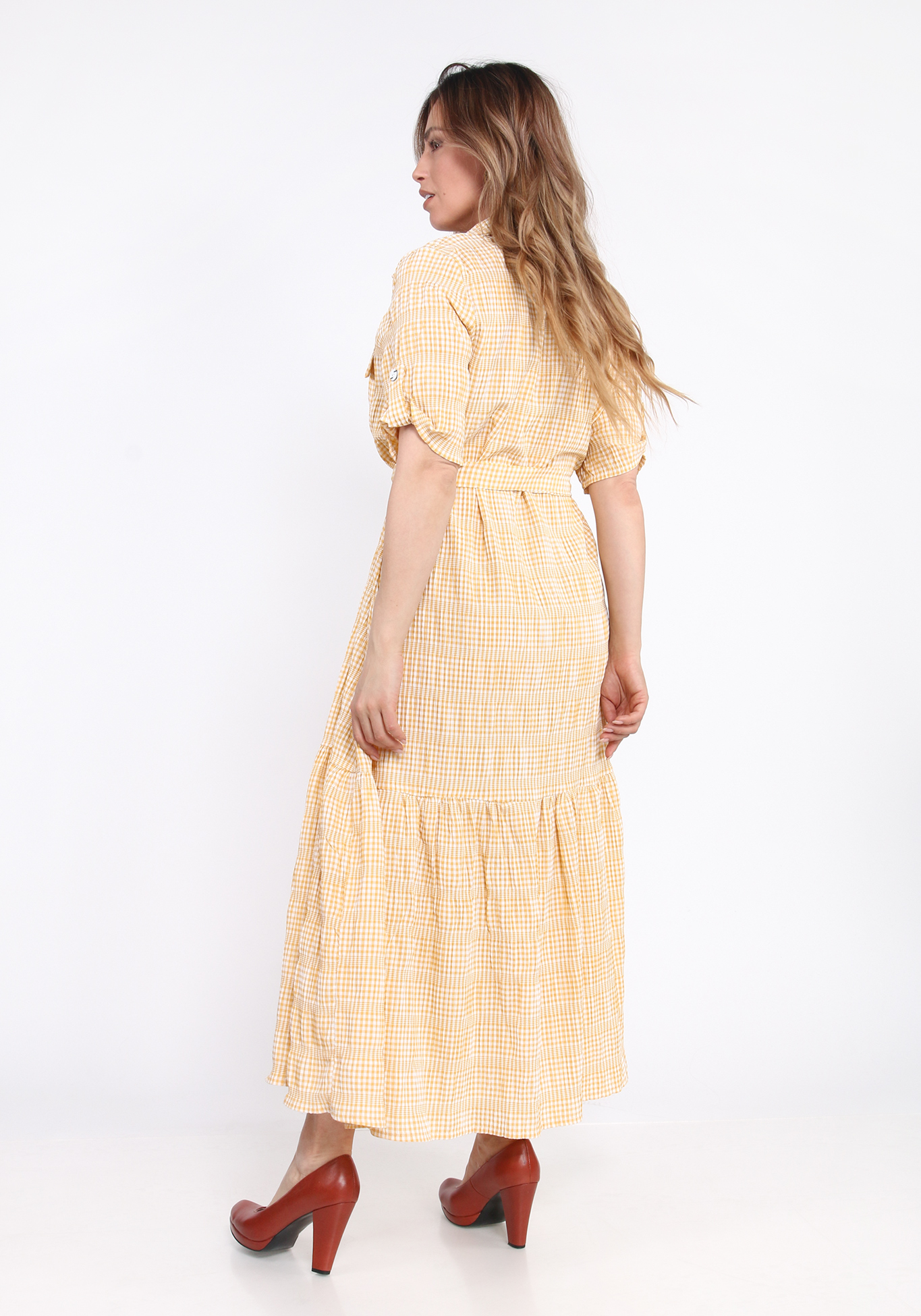 Платье в стиле сафари из хлопка City Code, размер 60, цвет жёлтый - фото 4