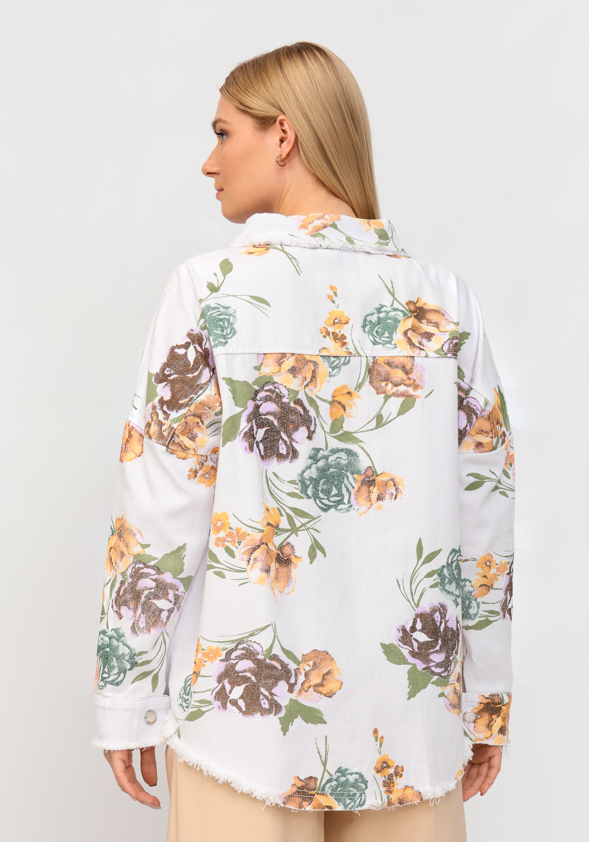 Джинсовая куртка с цветочным принтом No name, размер 48-50 - фото 4