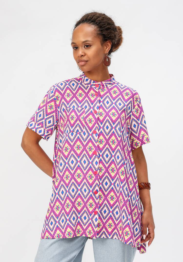 Блуза с геометрическим рисунком шир.  750, рис. 1