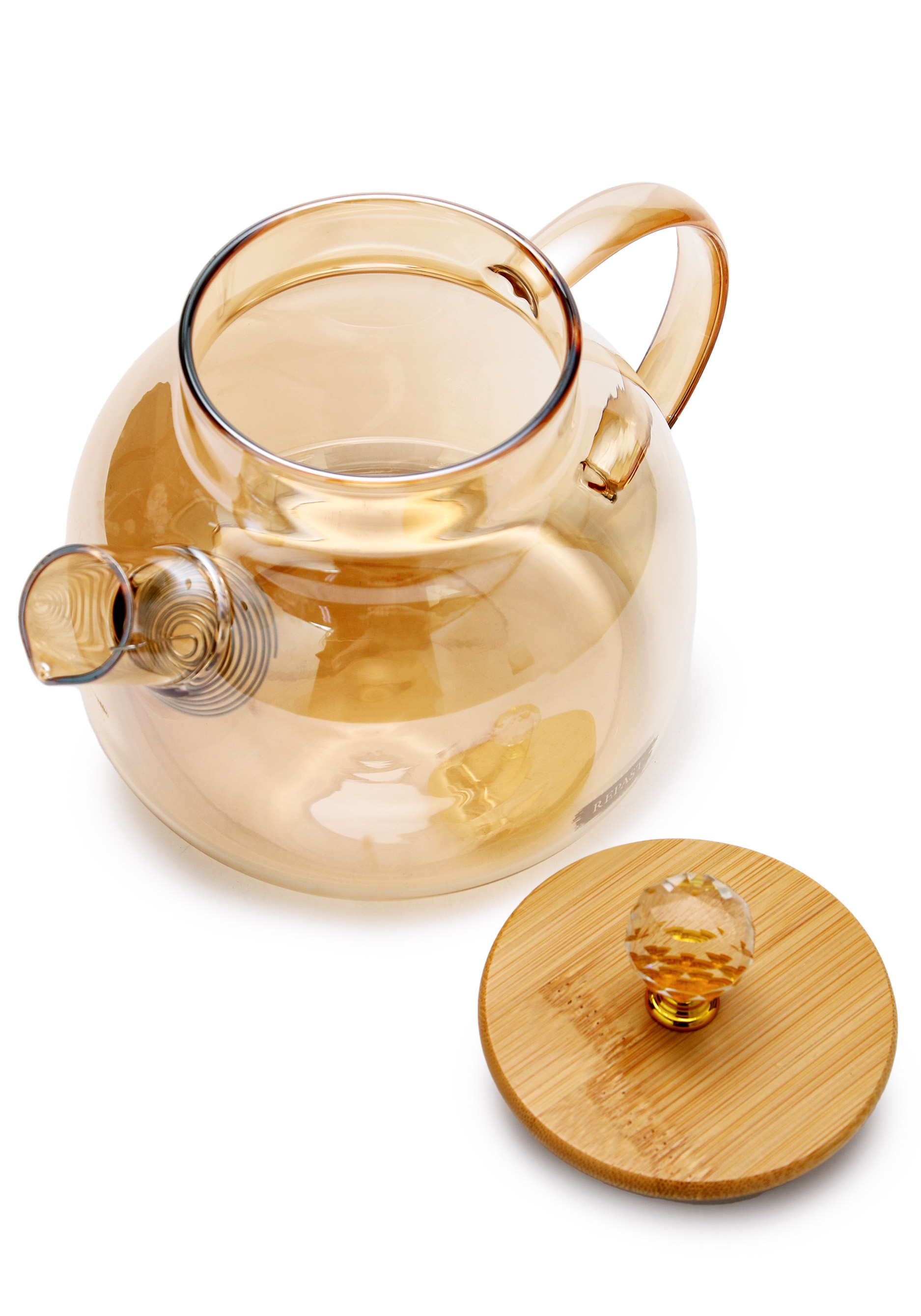 Заварочный чайник с крышкой из бамбука Repast, цвет оранжевый - фото 2