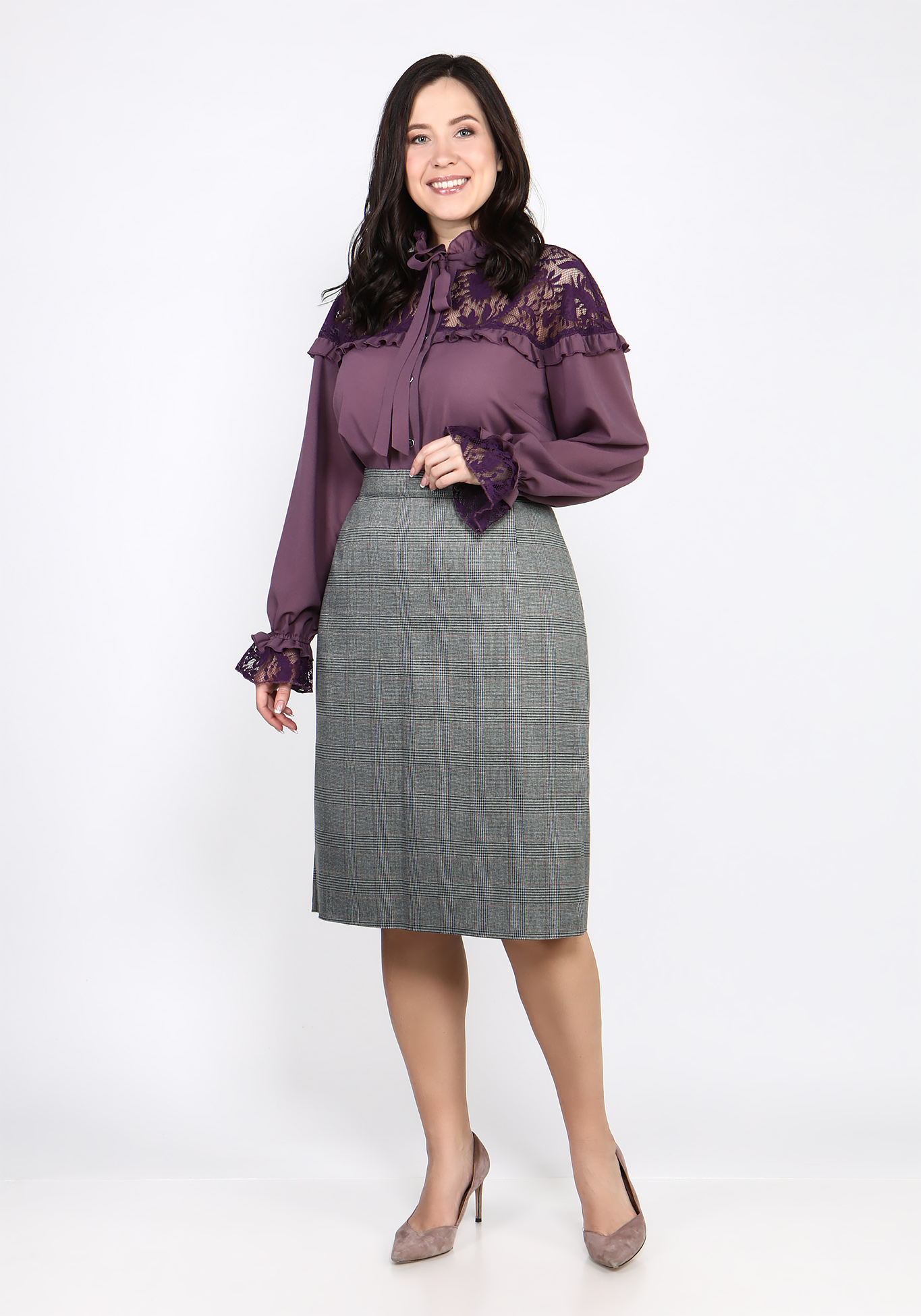 Блуза с кружевной вставкой "Беатрис" Julia Weber, размер 50, цвет изумрудный - фото 5
