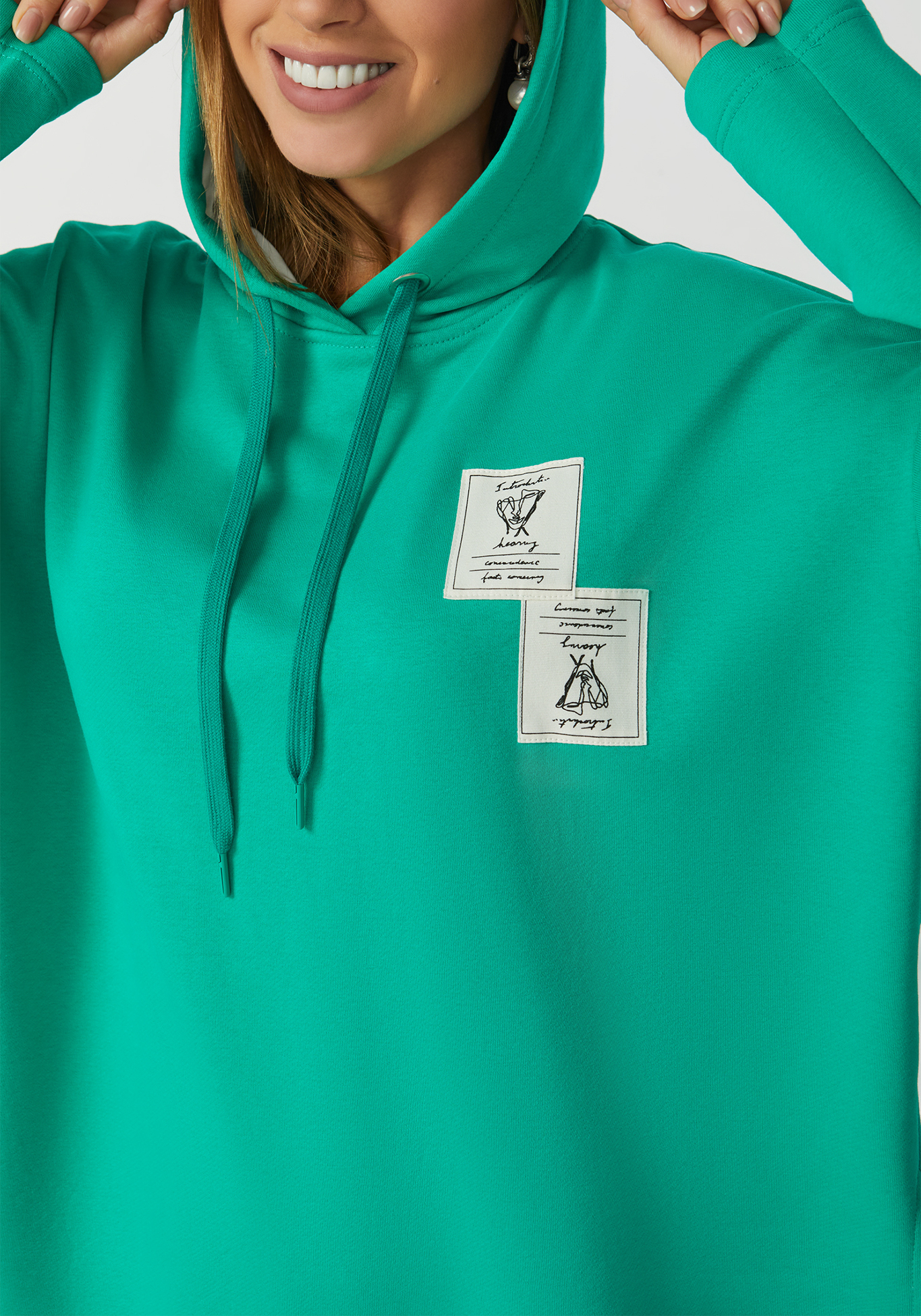 Свитшот с капюшоном и разрезами сзади Надежда Ангарская, размер 46, цвет зеленый - фото 4