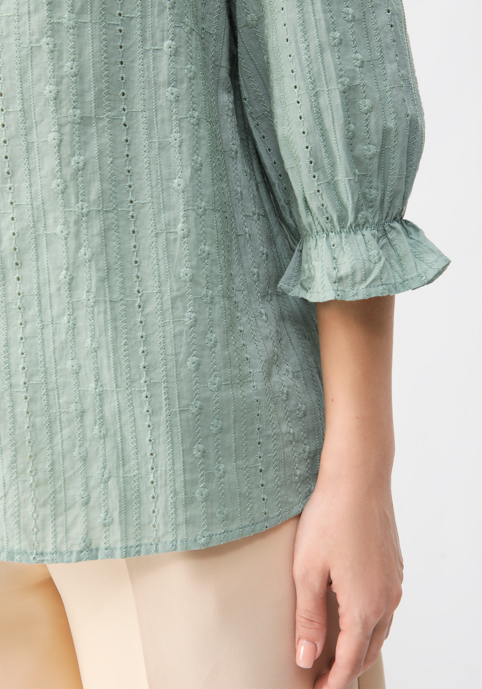 Блуза с воротником стойка  "Кристал" Fashion, цвет белый, размер 54 - фото 4