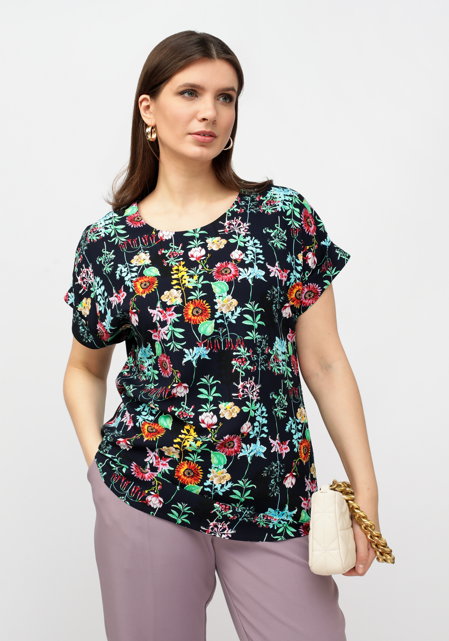 Блуза с цветочным рисунком Manhattan, размер 58 - фото 2