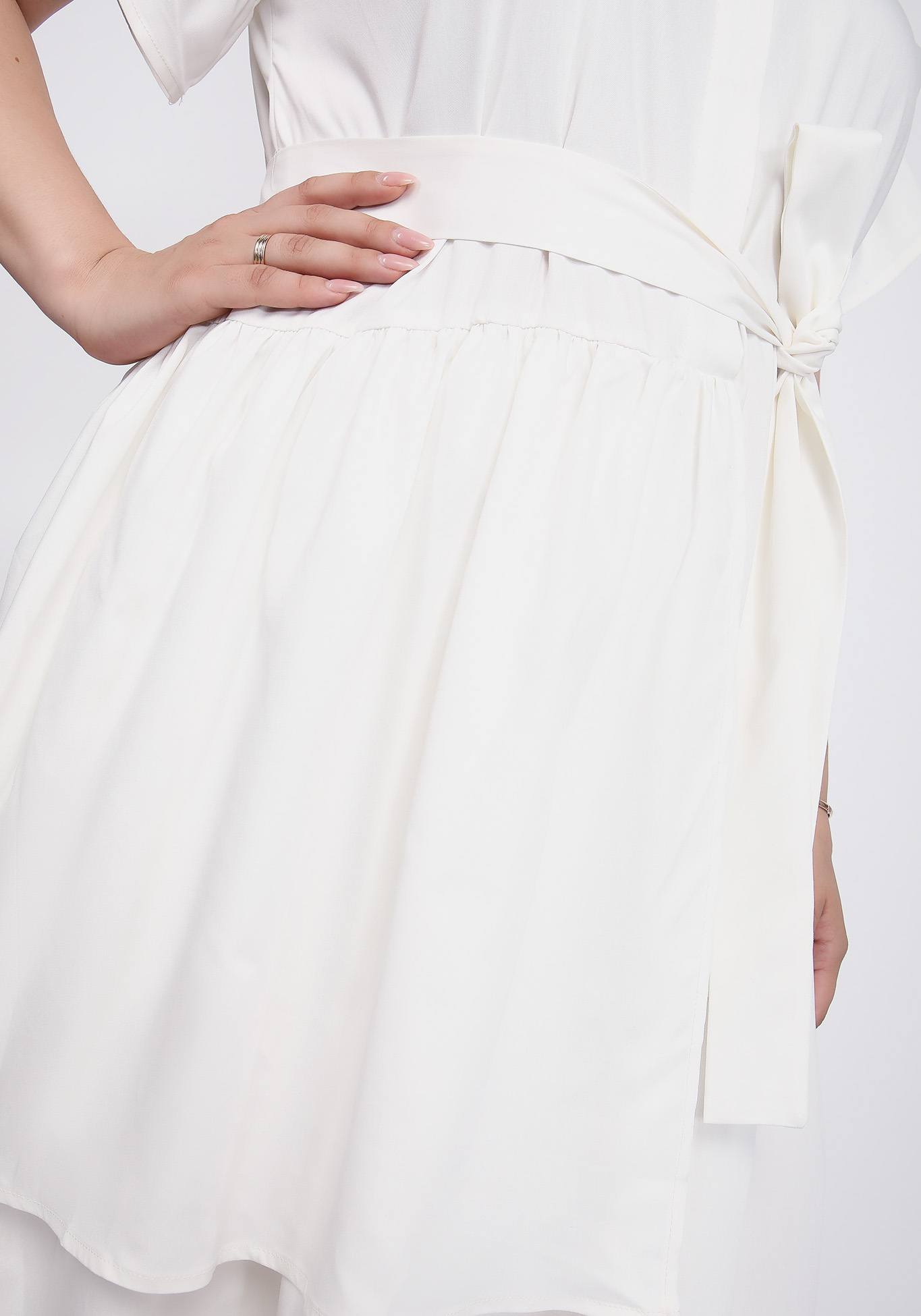 Платье миди с рюшами Polina Romanova, размер 48, цвет белый - фото 3