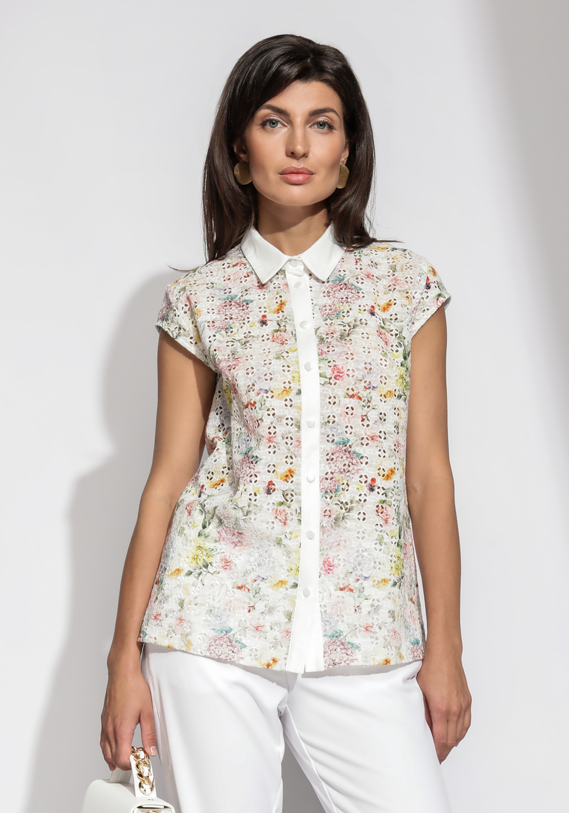 Блузка из шитья с цветочным принтом комплект женский блузка юбка