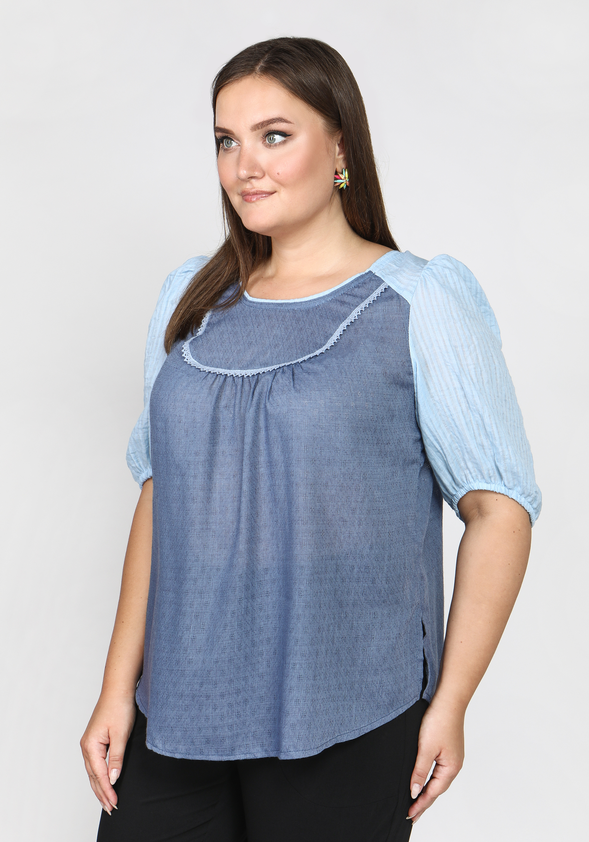 Блуза "Умопомрачительный день" GalaGrosso, размер 48, цвет ментоловый - фото 2