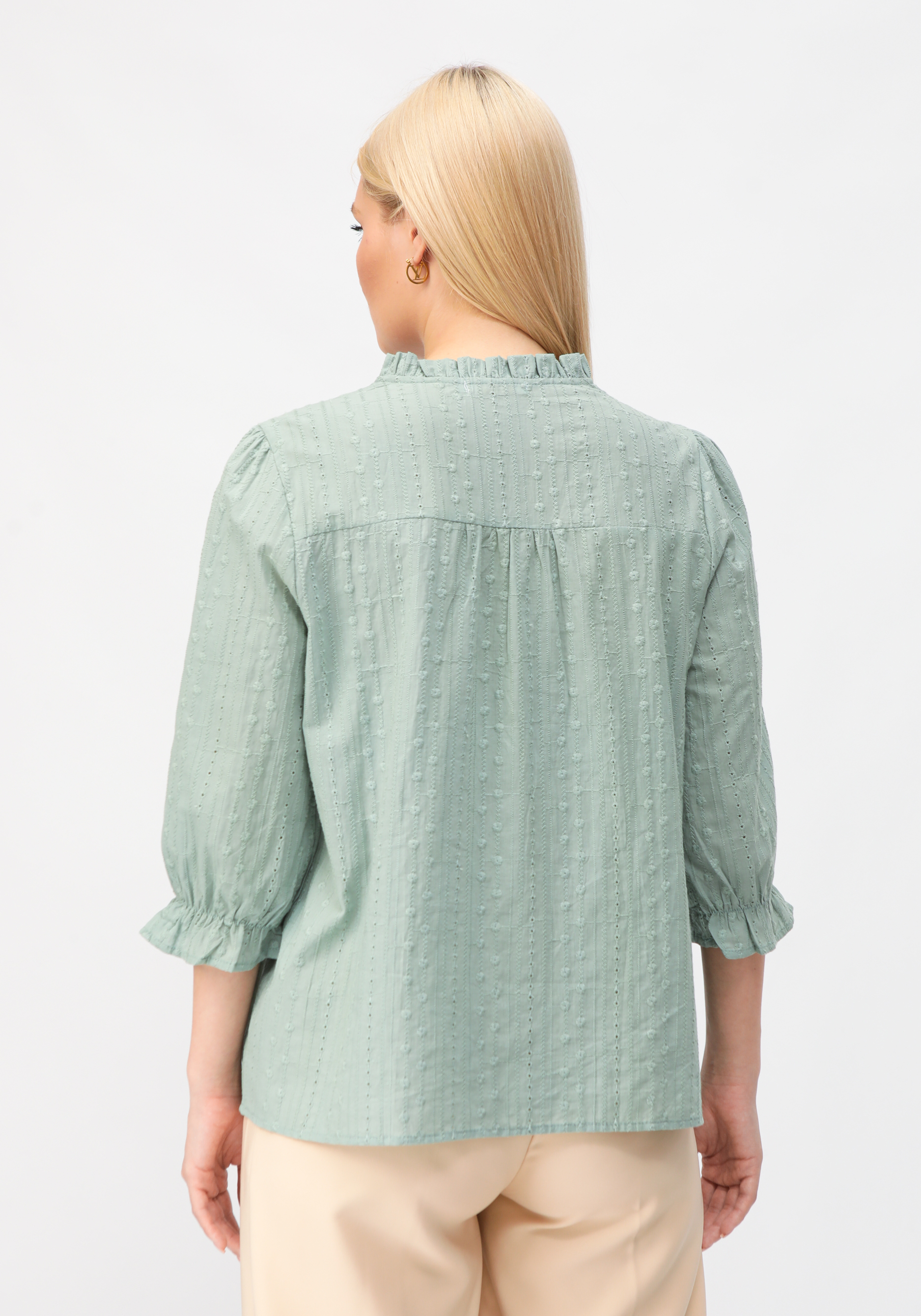 Блуза с воротником стойка  "Кристал" Fashion, цвет белый, размер 54 - фото 3