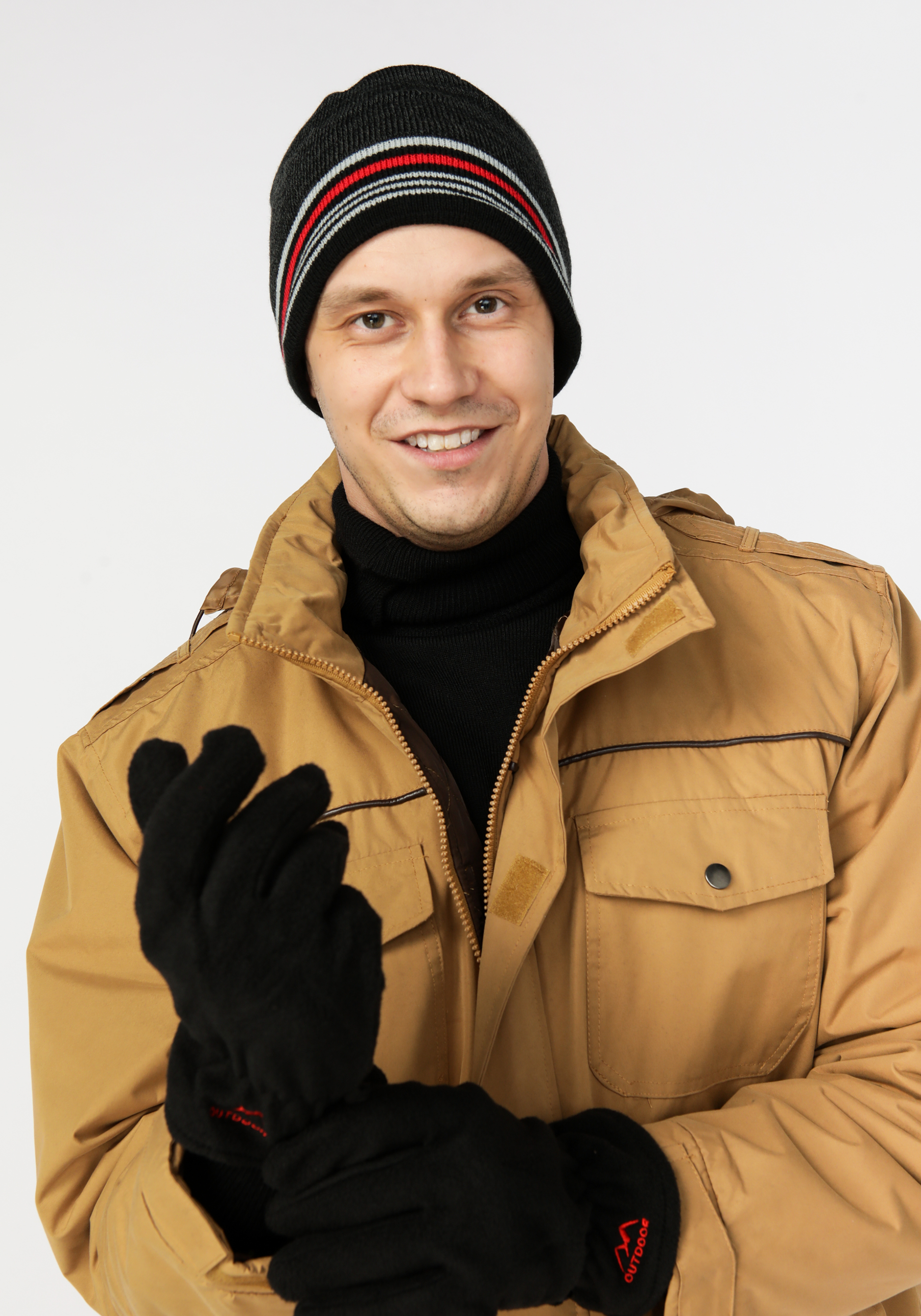 Комплект шапка + перчатки "Антуан" Atlas for men, цвет черный, размер 8