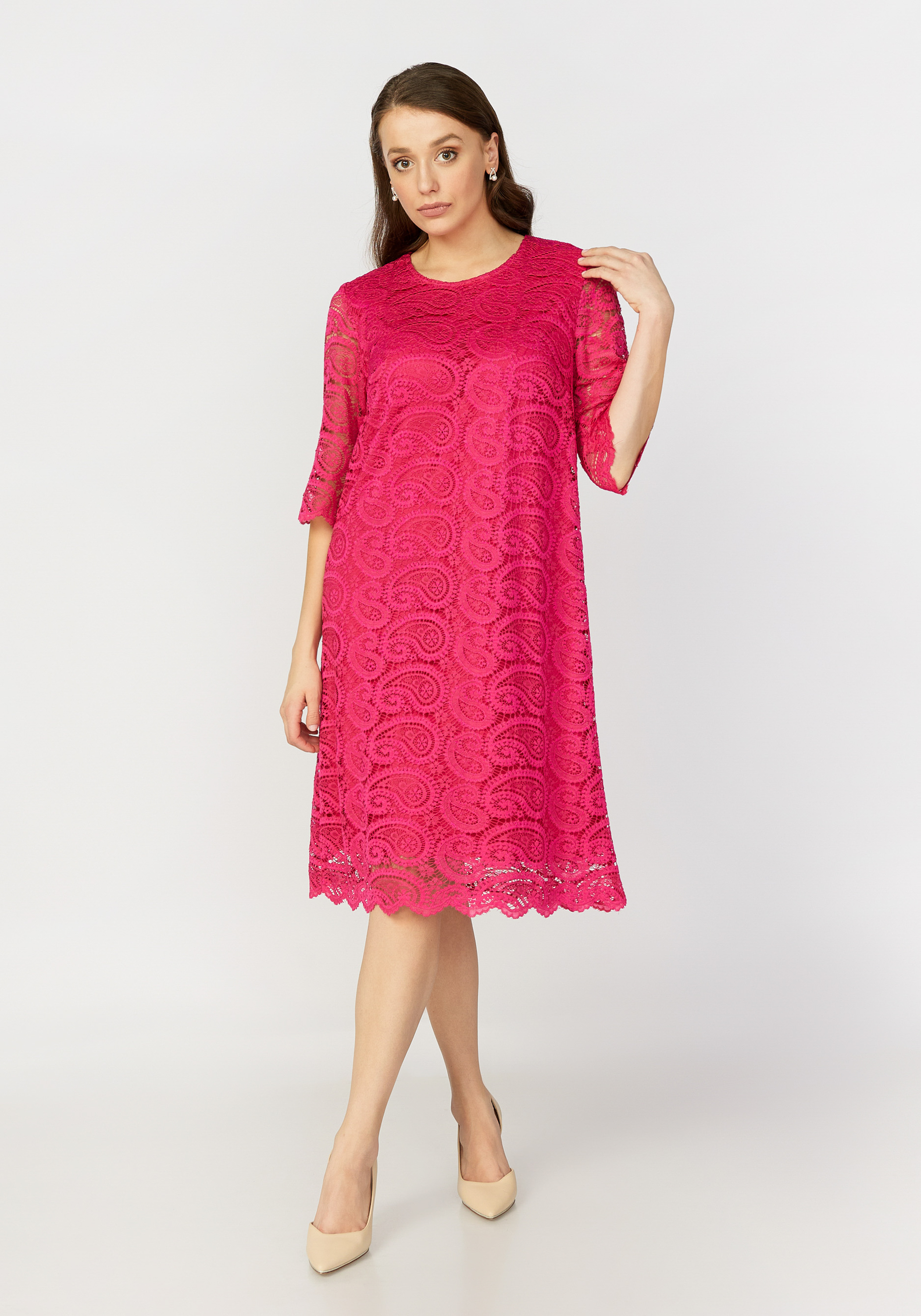 Платье миди кружевное Julia Weber, цвет фиолетовый, размер 52 - фото 10
