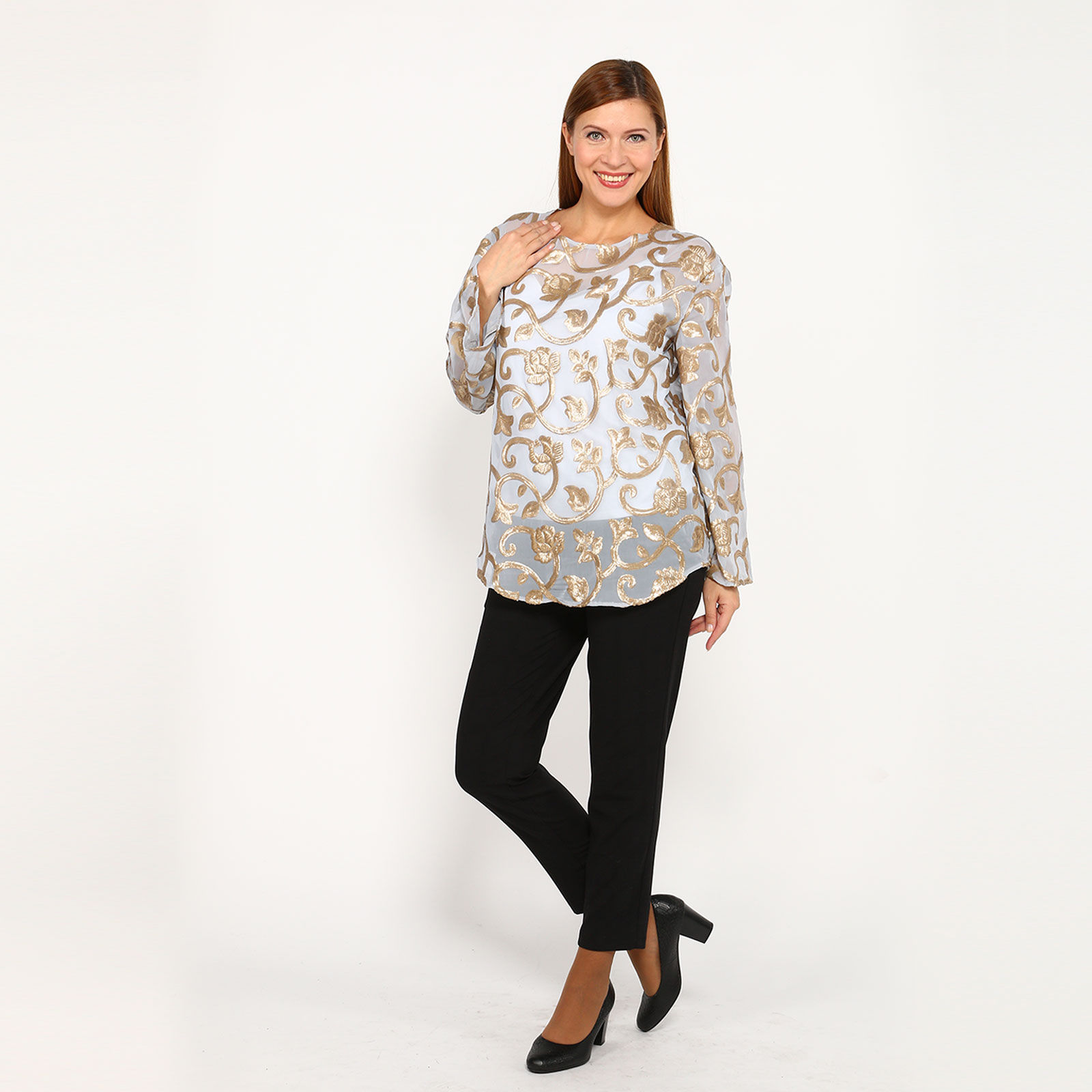 Блуза с пайетками и топом в комплекте City Code, цвет серый, размер 54 - фото 2