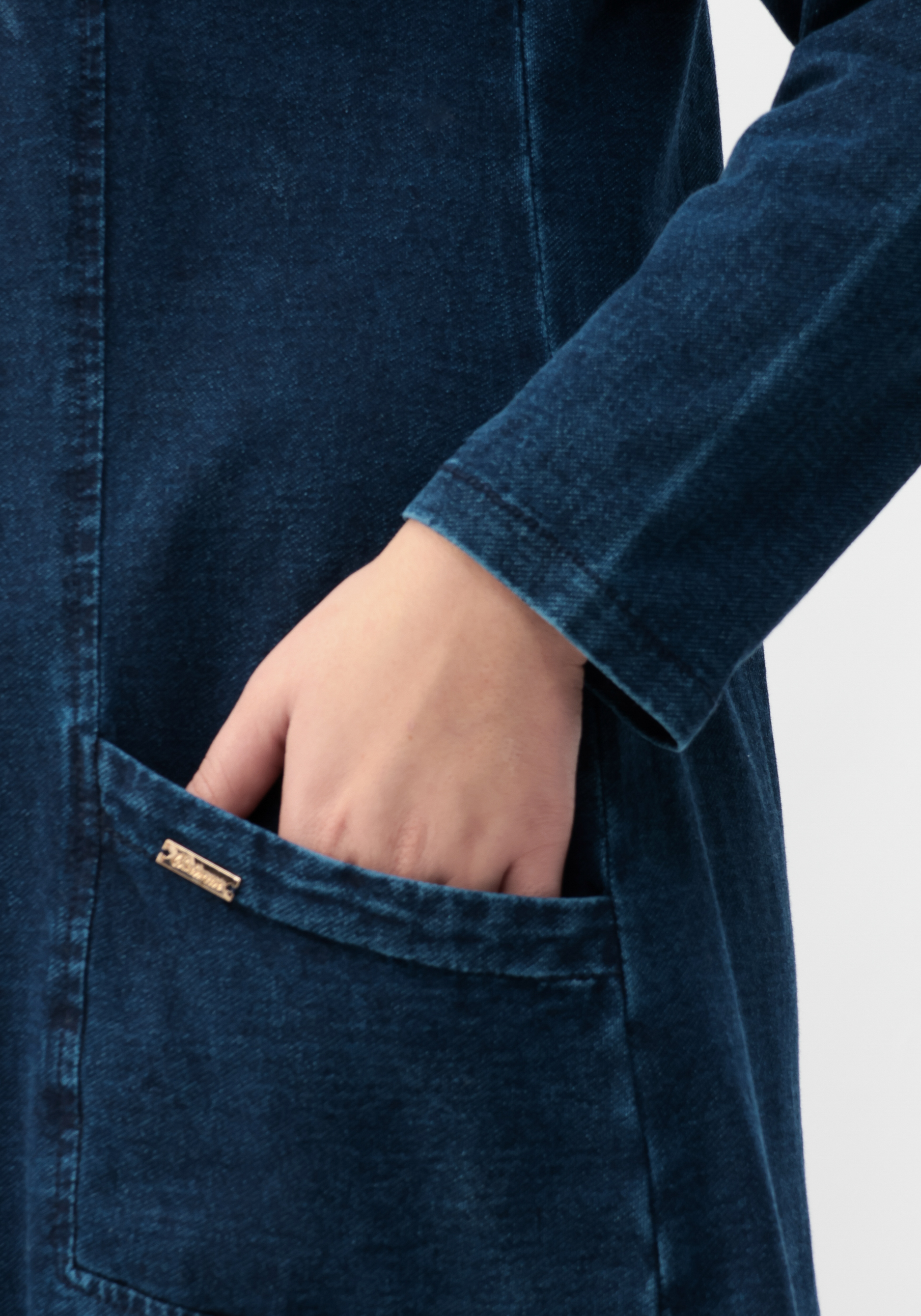 Платье-туника джинсовая с карманами, размер 62, цвет синий - фото 7
