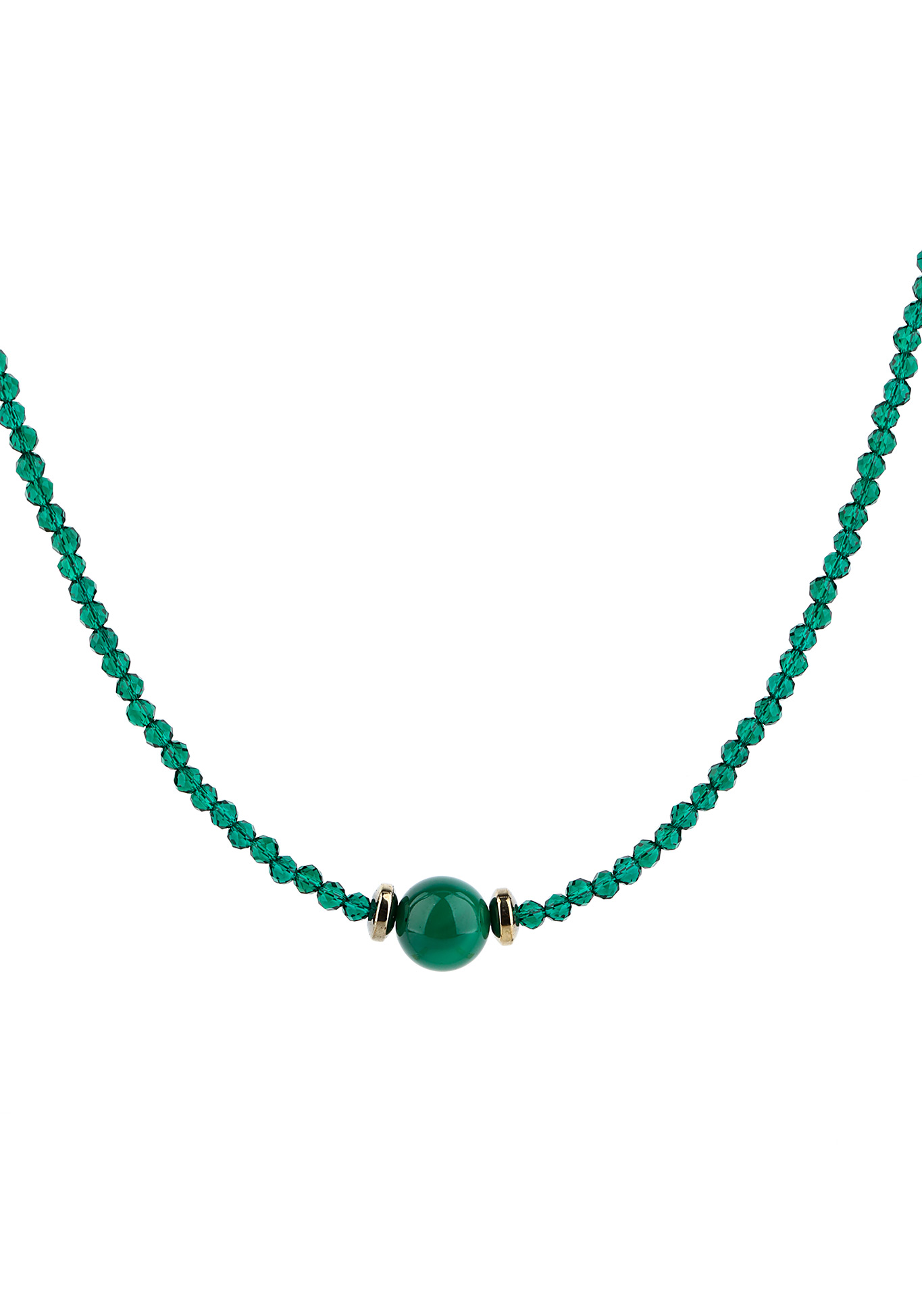 Комплект (бусы, браслет)  "Мэри" Каменная сказка, цвет зеленый принцесса - фото 3