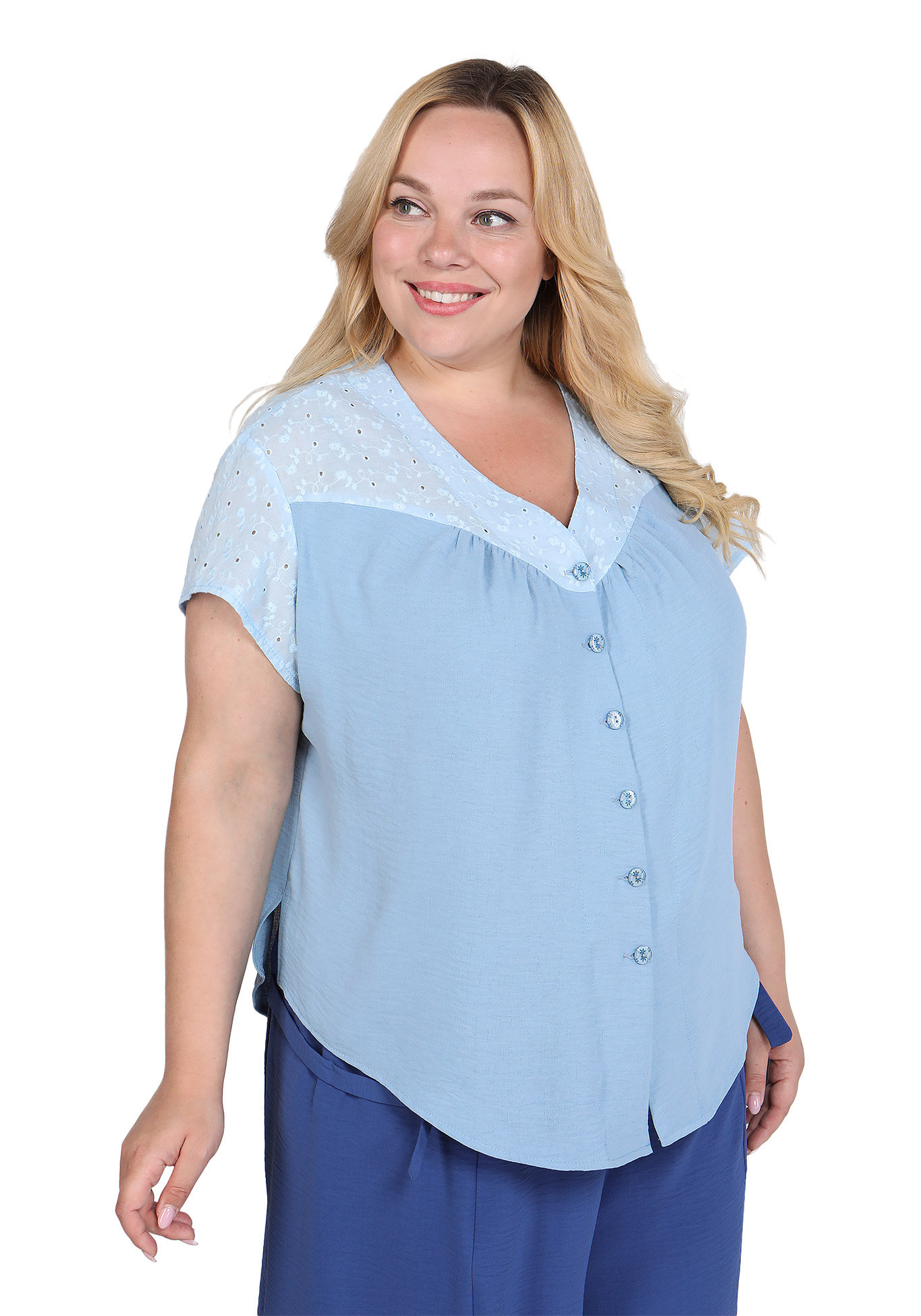 Блуза "Светлая полоса" GalaGrosso, размер 52, цвет персиковый - фото 4