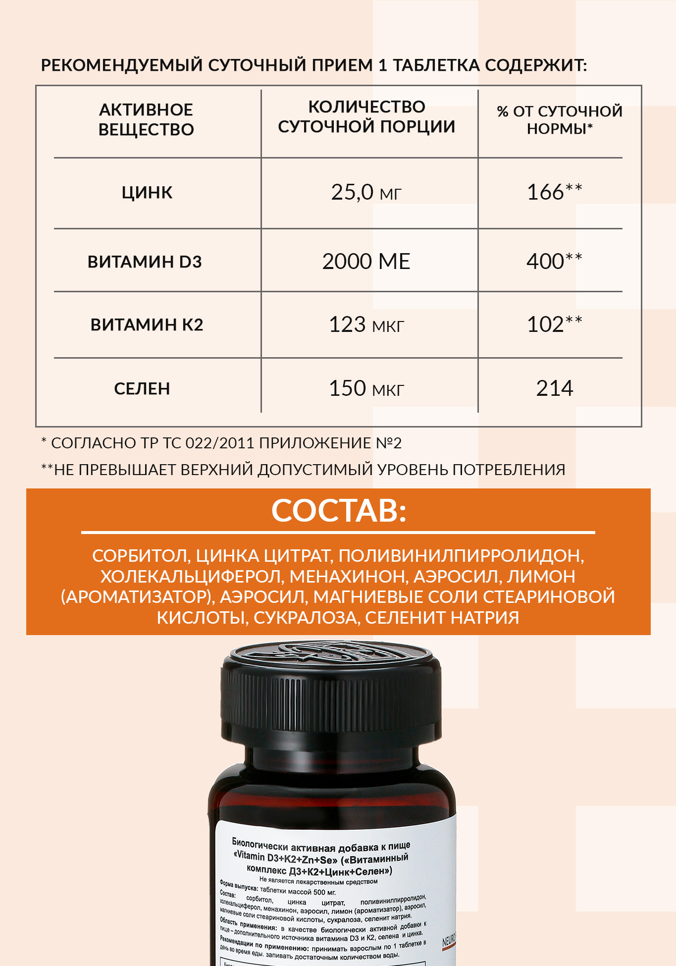 Комплекс &quot;D3+K2+Zn+SE&quot; Вид№6