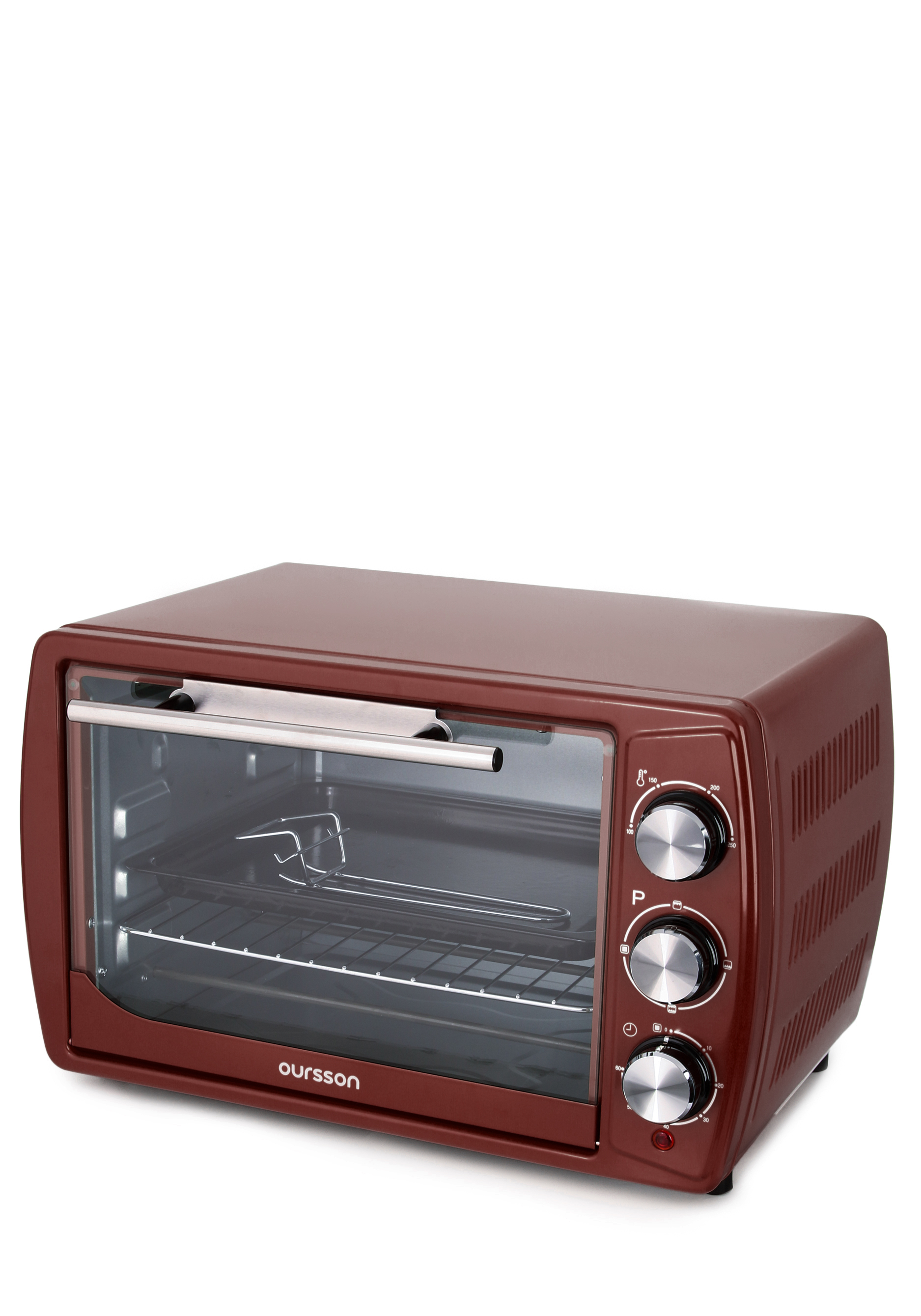 Электрическая мини-духовка Oursson, цвет бордовый - фото 10