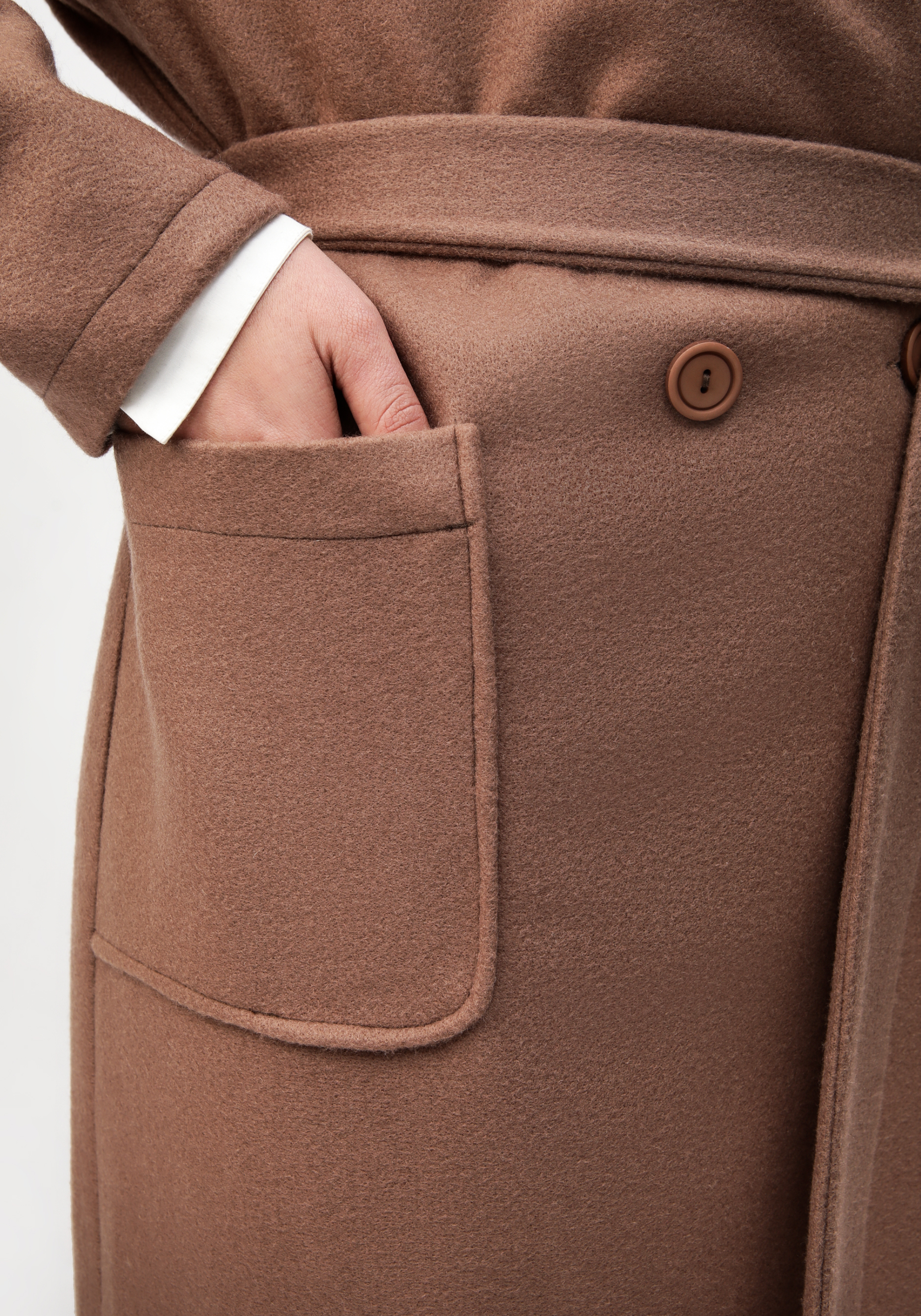 Пальто свободного кроя на поясе VeraVo, цвет коричневый, размер 50 - фото 6