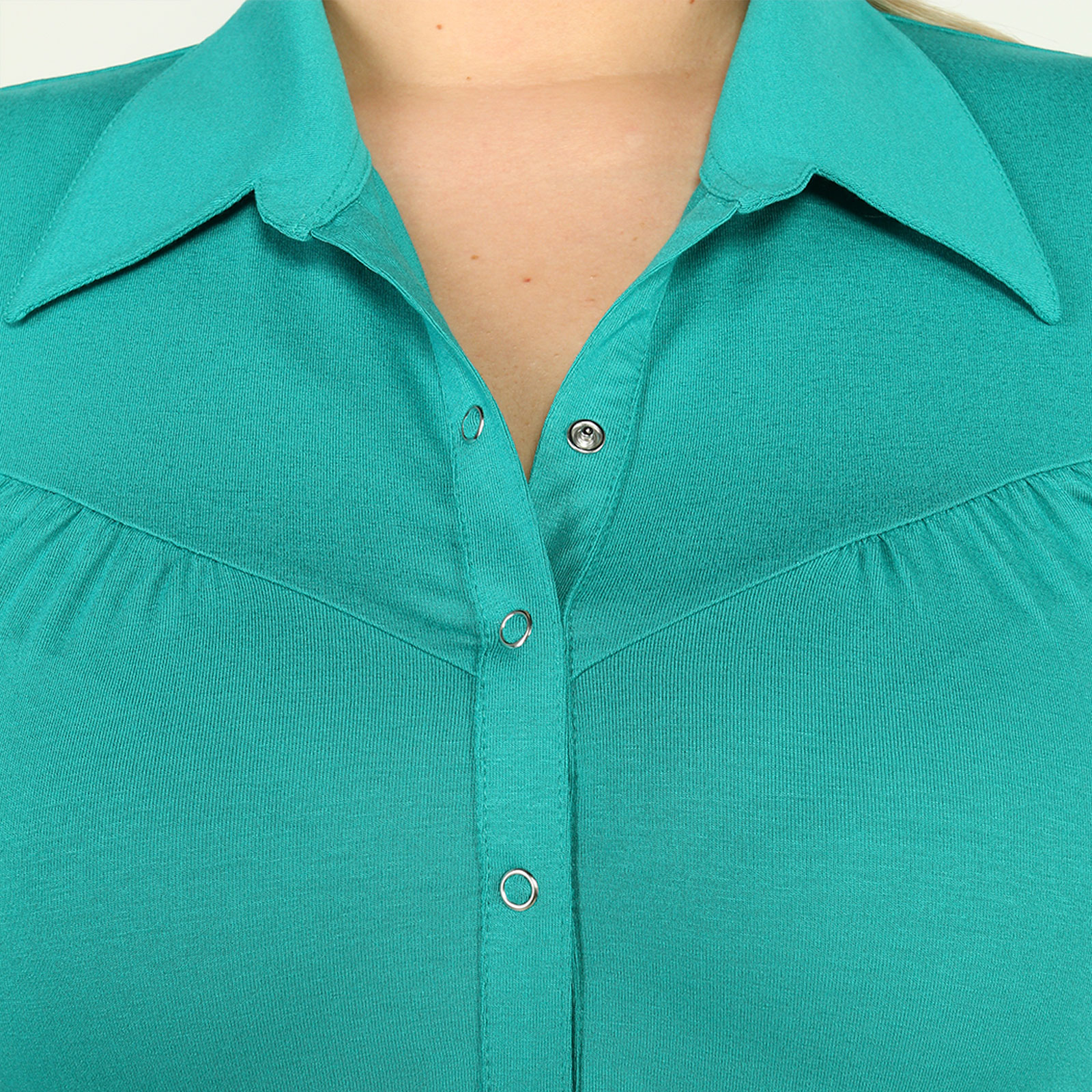 Блуза с пуговицами на воротнике Новое Время, размер 62, цвет золотистый - фото 6