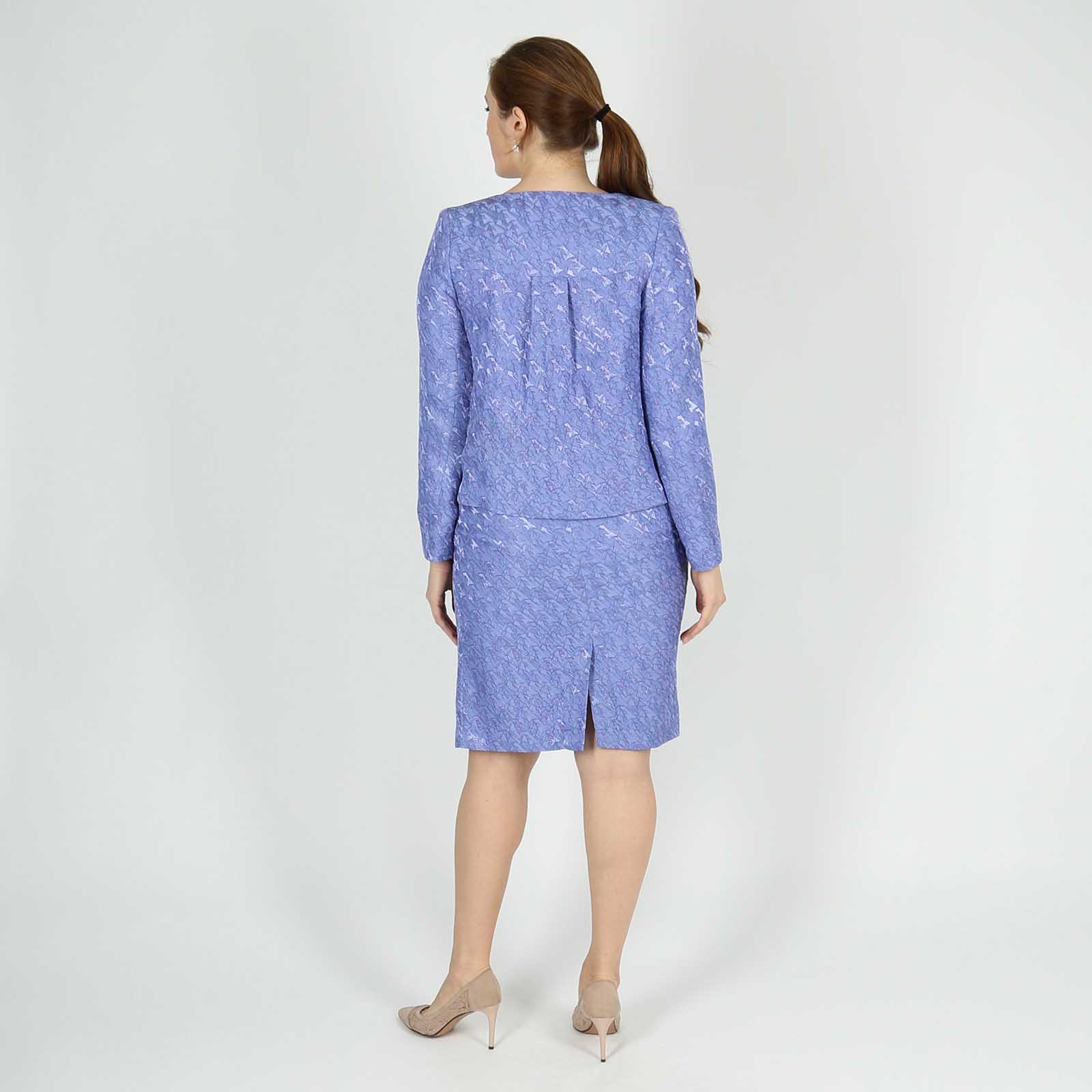 Костюм: юбка прямого кроя и жакет Elletto Life, размер 46, цвет фиолетовый - фото 5