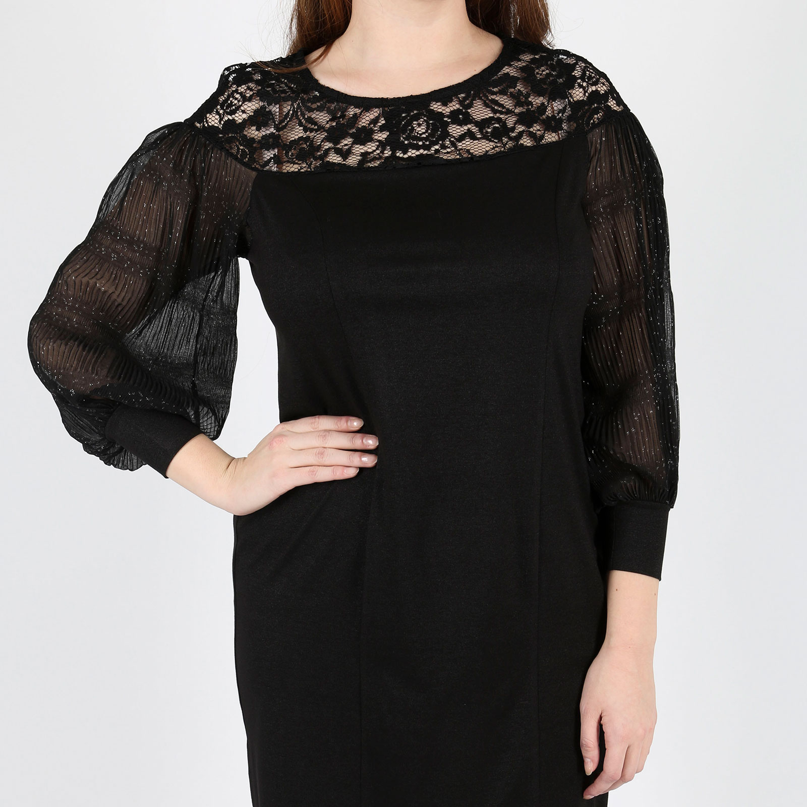 Платье с шифоновыми рукавами Милада, размер 54, цвет черный - фото 6