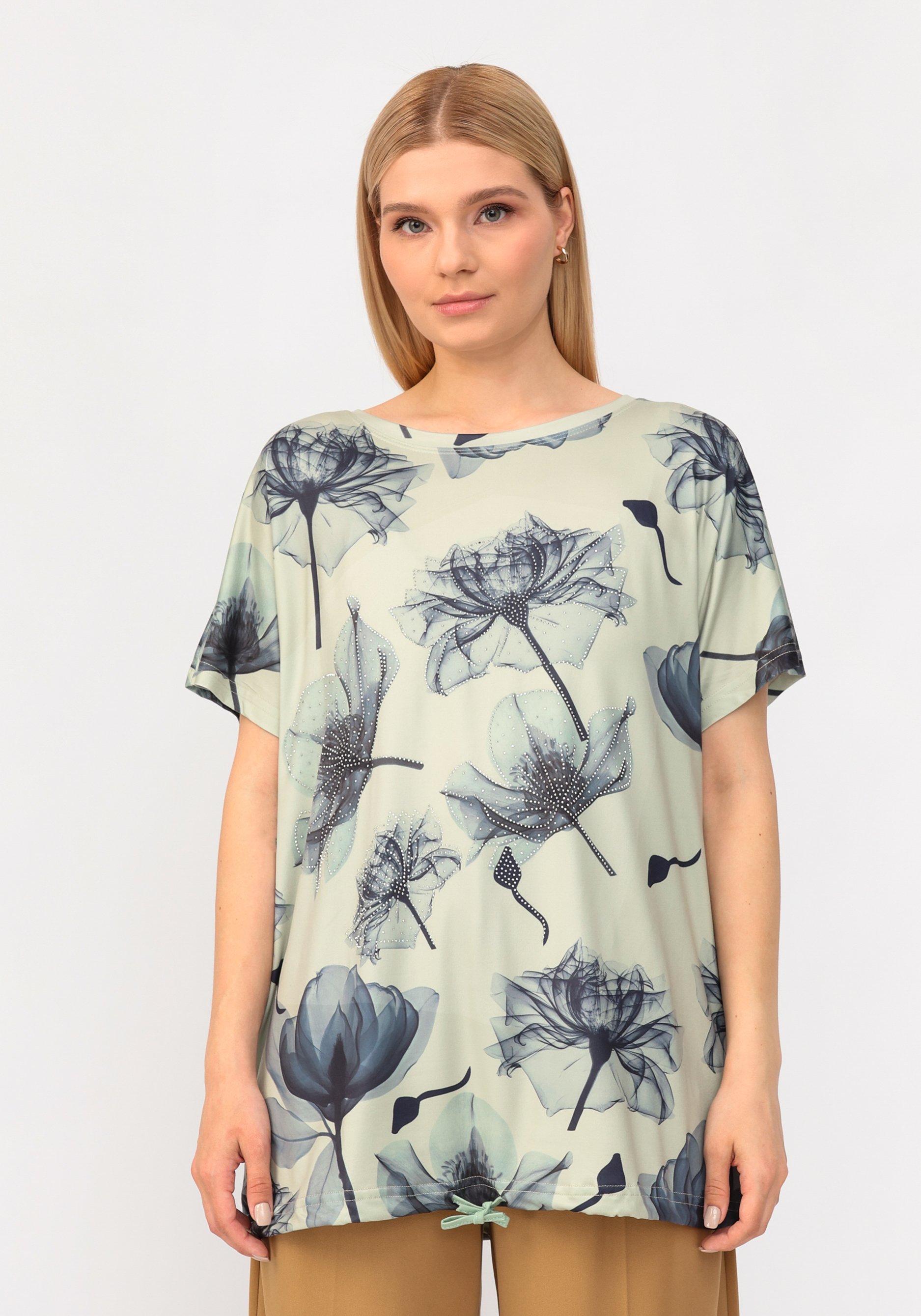 Блуза со стразами и цветочным принтом No name, размер 52-54 - фото 9