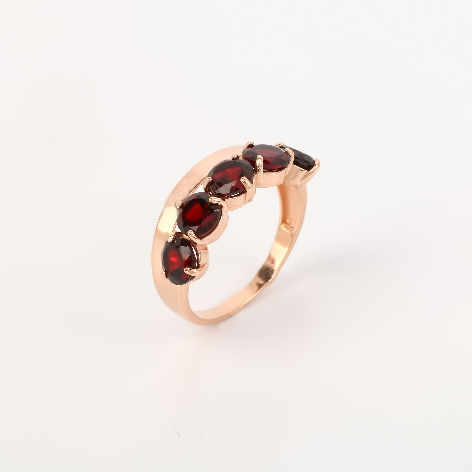 Серебряное кольцо "Золотая дорожка" AQUAMARINE, размер 18, цвет красный - фото 1