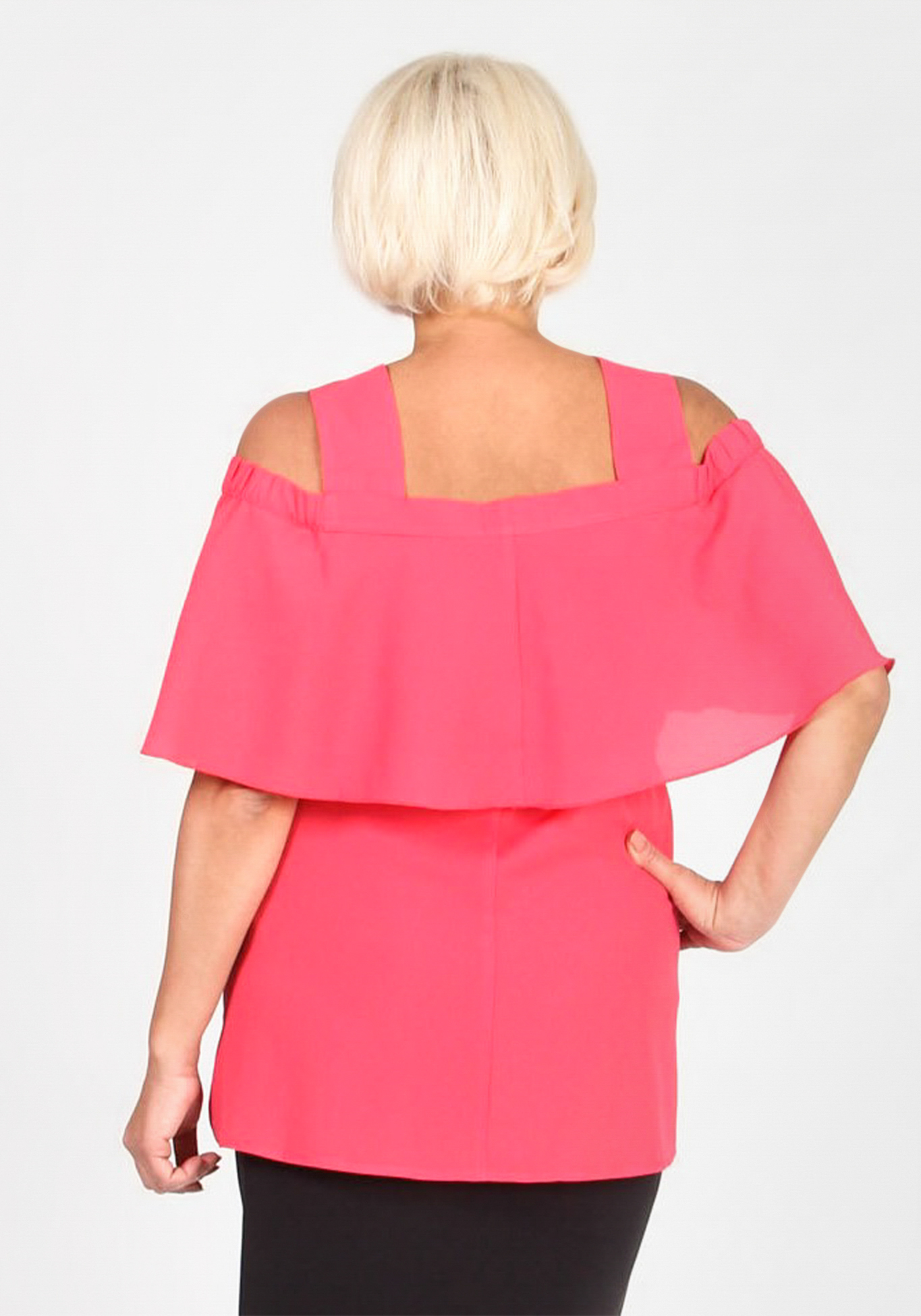 Блуза с воланом и поясом на талии Julia Weber, цвет розовый, размер 46 - фото 2
