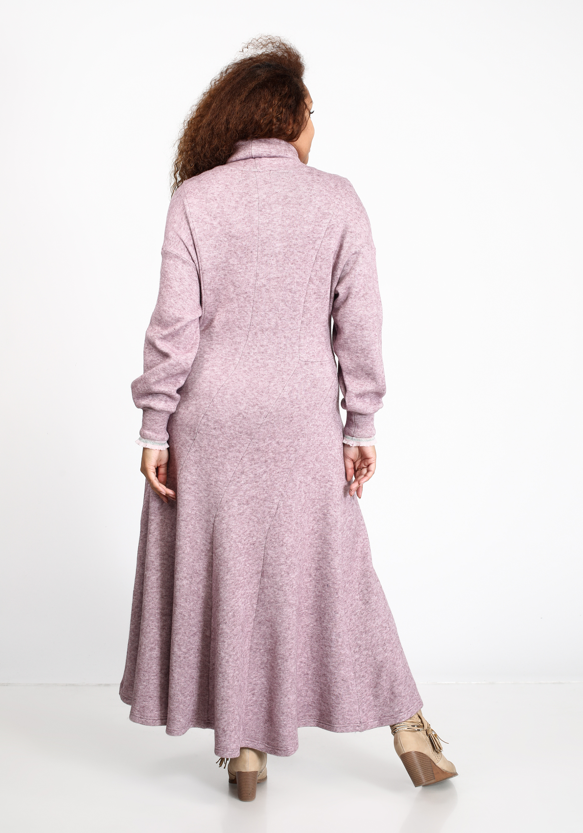 Платье трикотажное с воротником-стойкой GalaGrosso, размер 50, цвет брусничный - фото 2