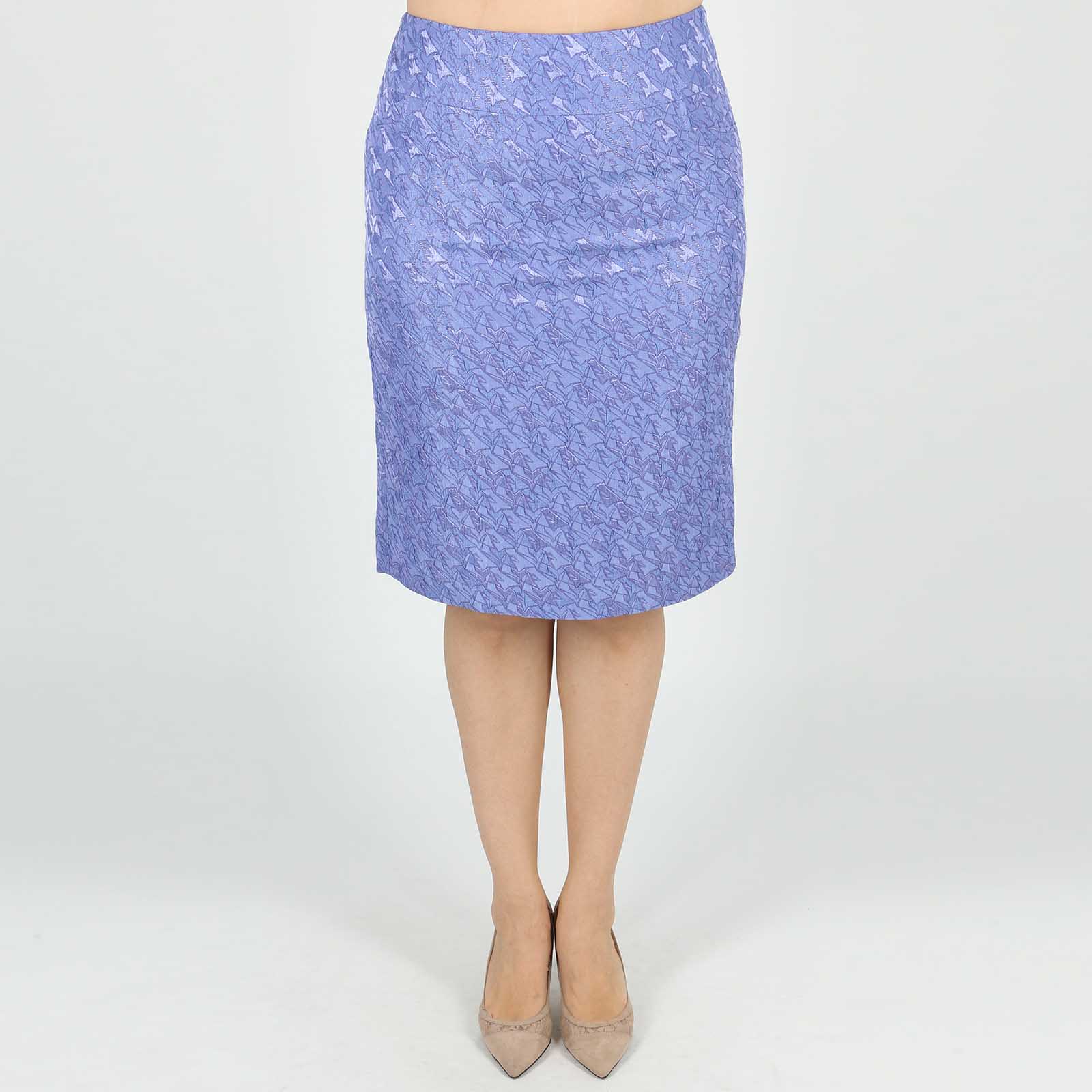 Костюм: юбка прямого кроя и жакет Elletto Life, размер 46, цвет фиолетовый - фото 9