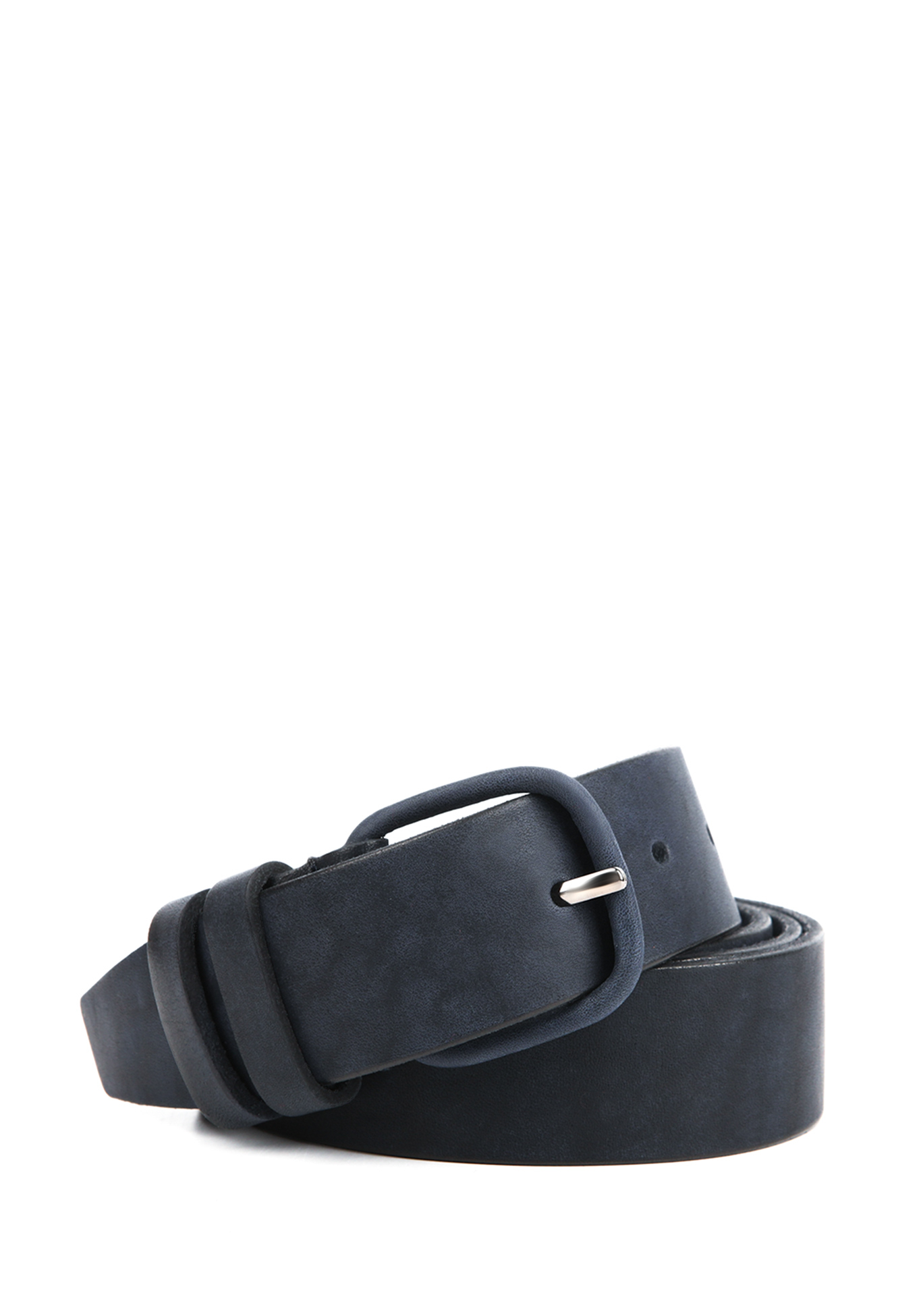 Ремень кожаный с обтянутой пряжкой GalaGrosso, размер 52, цвет синий