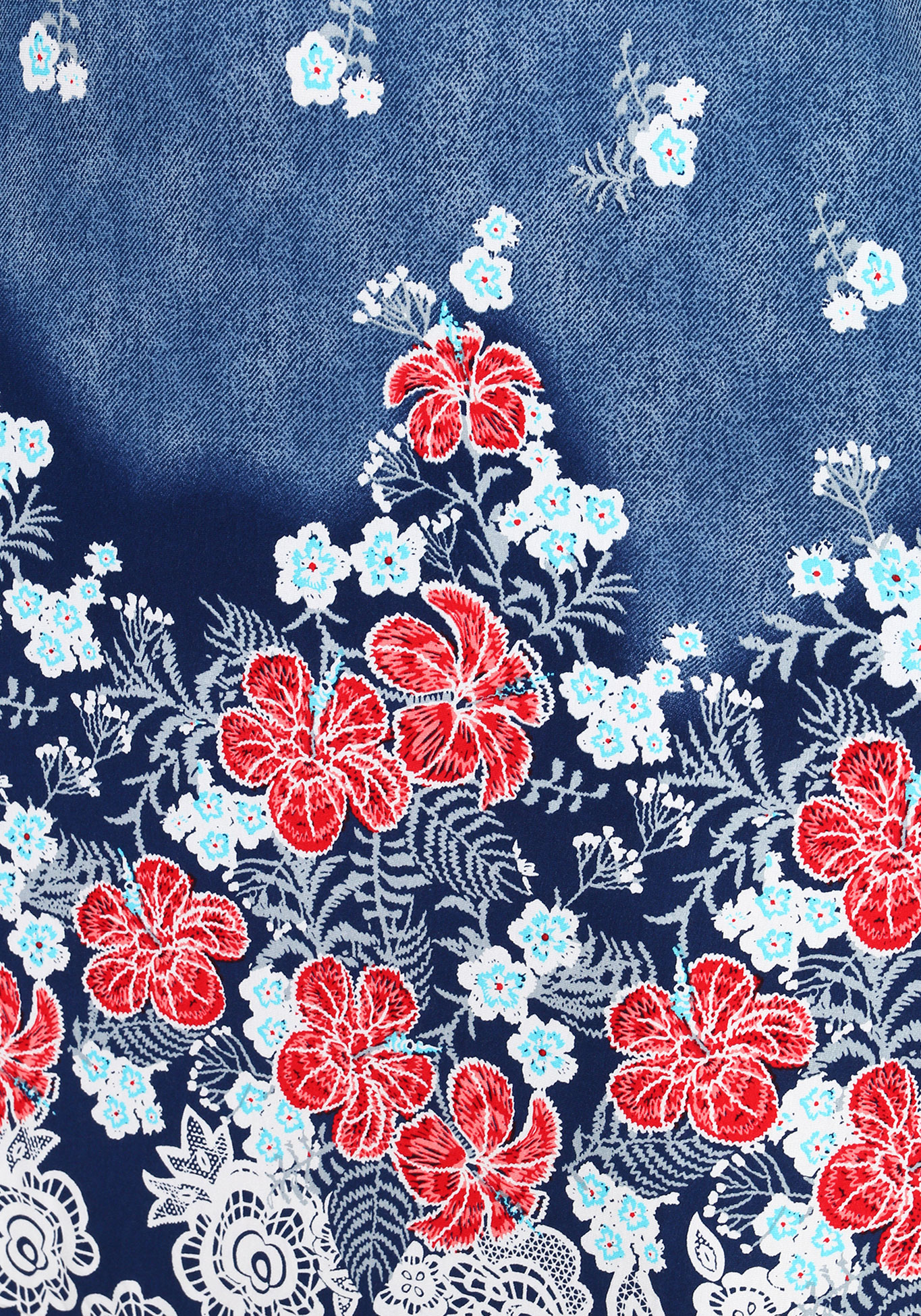 Платье расклешенное с принтом и рукавами 3/4 Синель, размер 50, цвет сине-голубой - фото 6