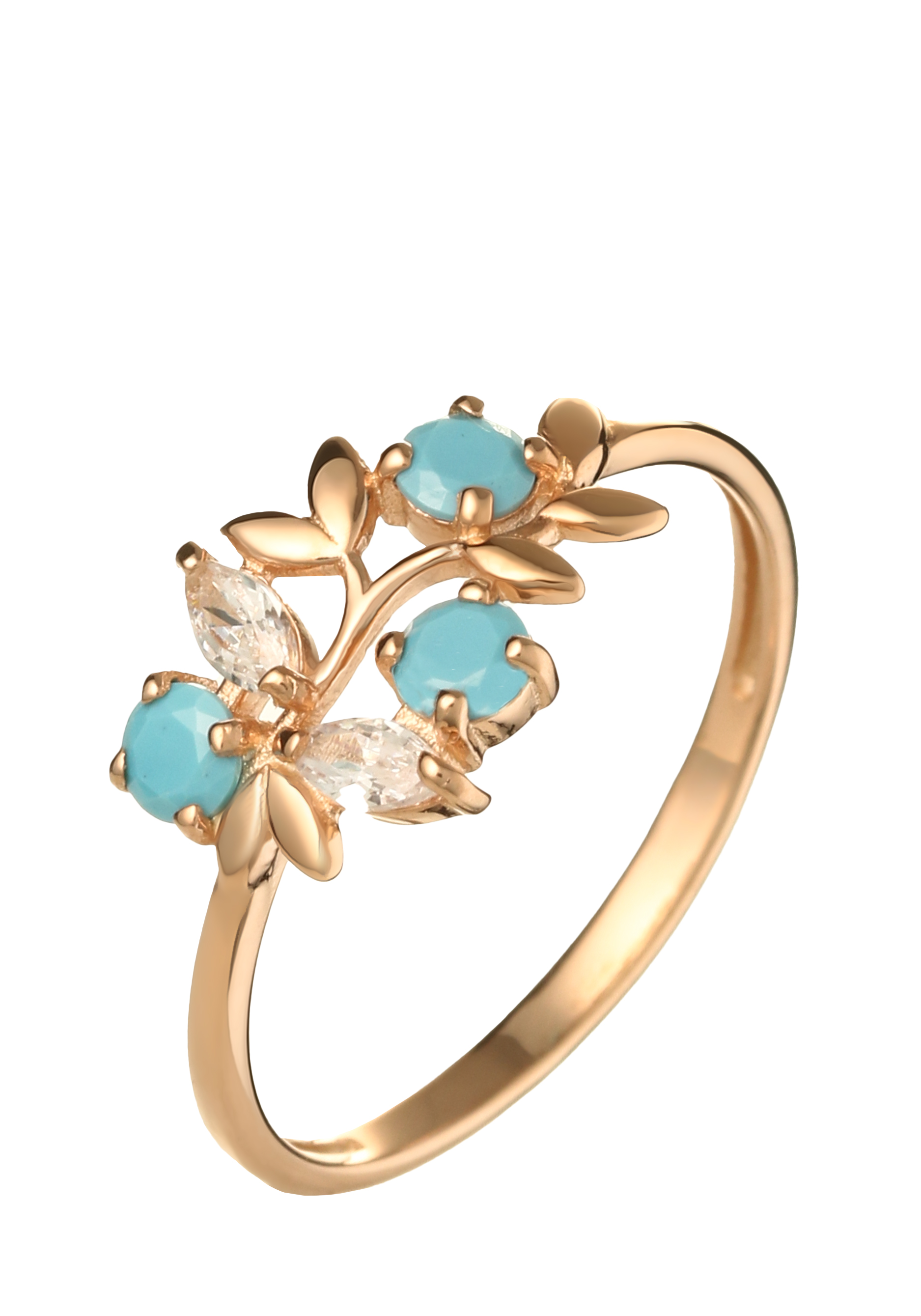 Кольцо серебряное "Флора" Бриллианит Серебряная линия, цвет голубой, размер 18