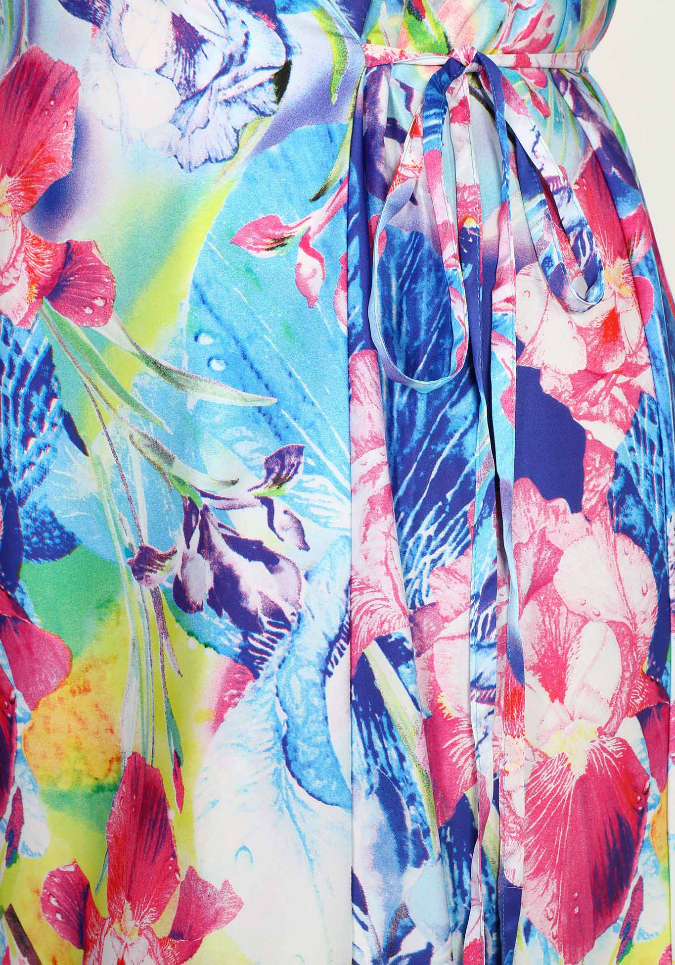 Платье-миди с двухслойным рукавом из сетки GalaGrosso, размер 52, цвет сине-малиновый - фото 5
