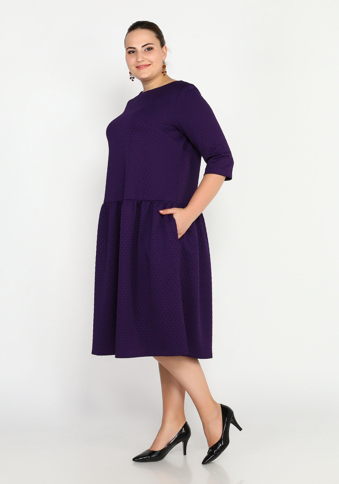 Платье из фактурной ткани Frida, размер 60, цвет фиолетовый - фото 6
