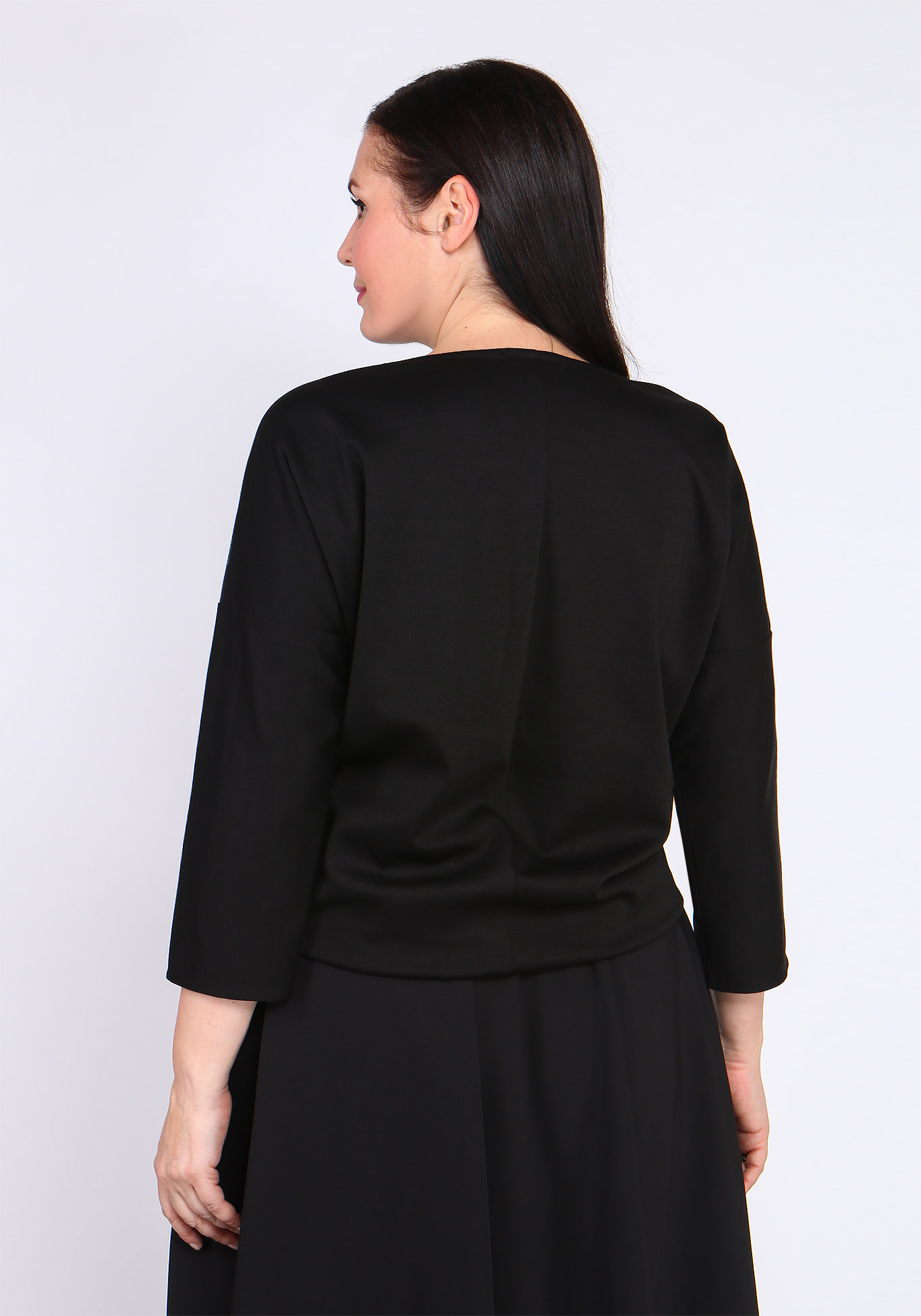 Блузка с принтом и рукавом летучая мышь Bianka Modeno, размер 48, цвет чёрный - фото 4