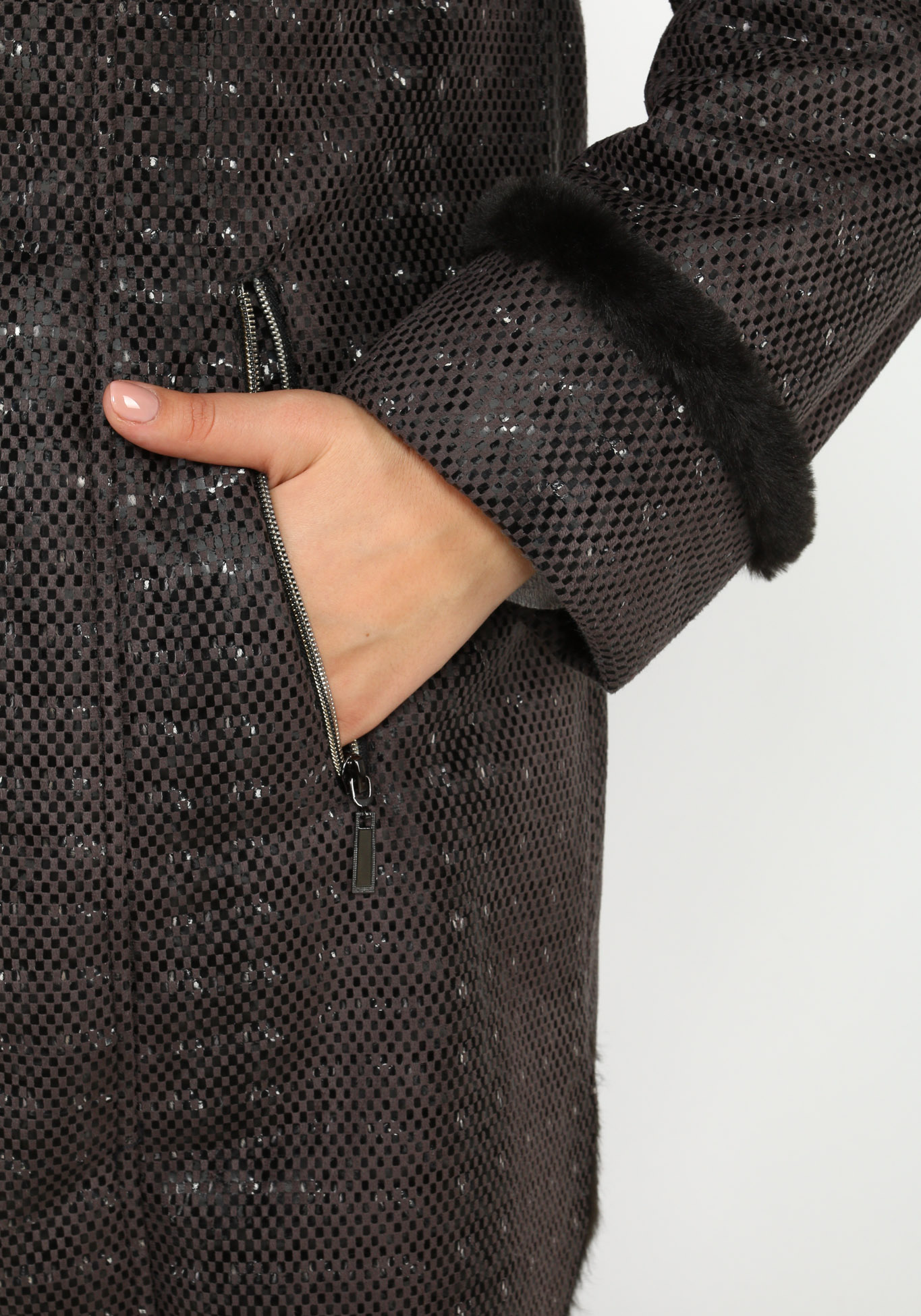 Дублёнка с карманами на молнии Mio Imperatrice, размер 50, цвет серый - фото 6