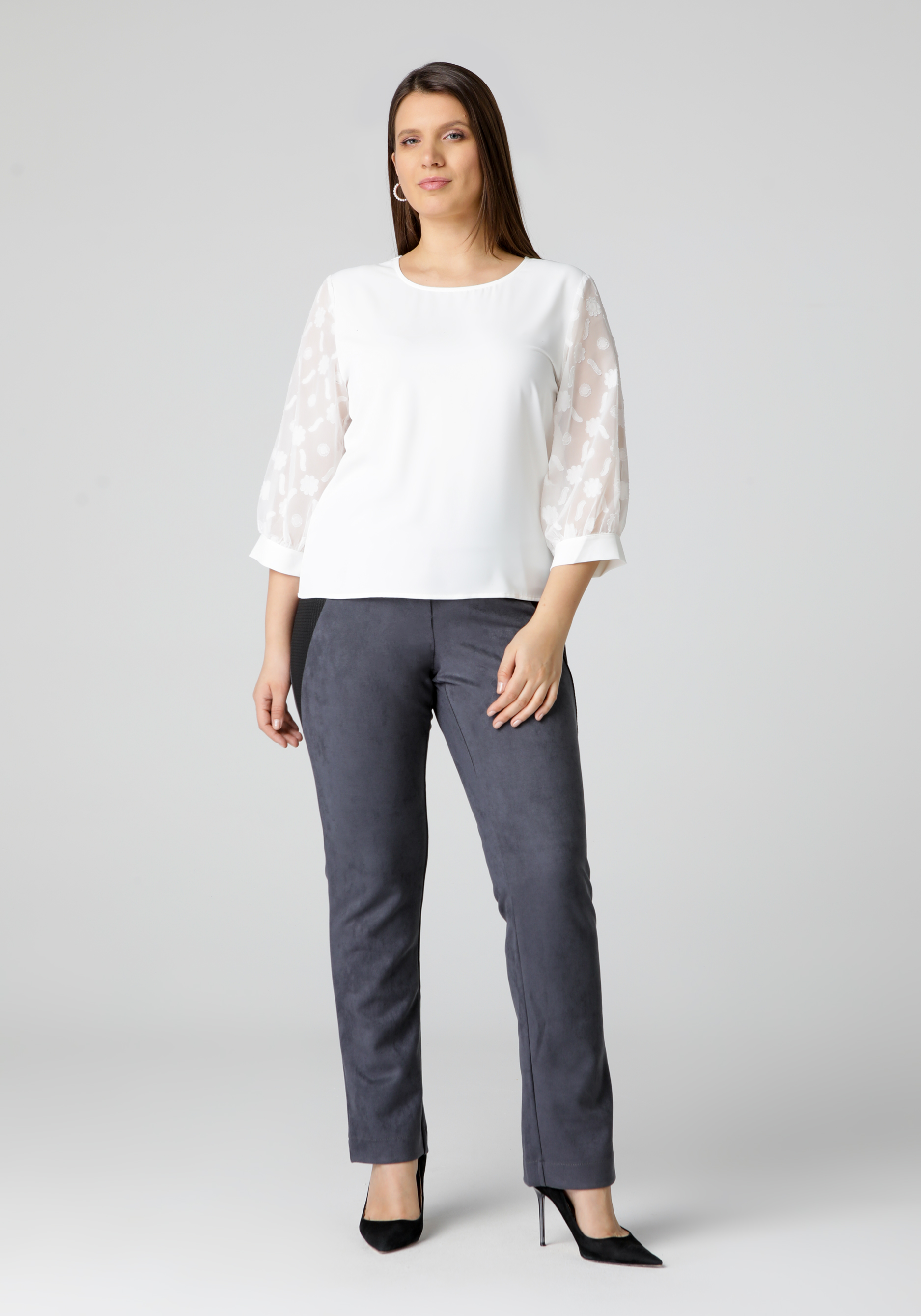 Блуза с шифоновыми рукавами 3 / 4 No name, размер 52-54, цвет белый - фото 6