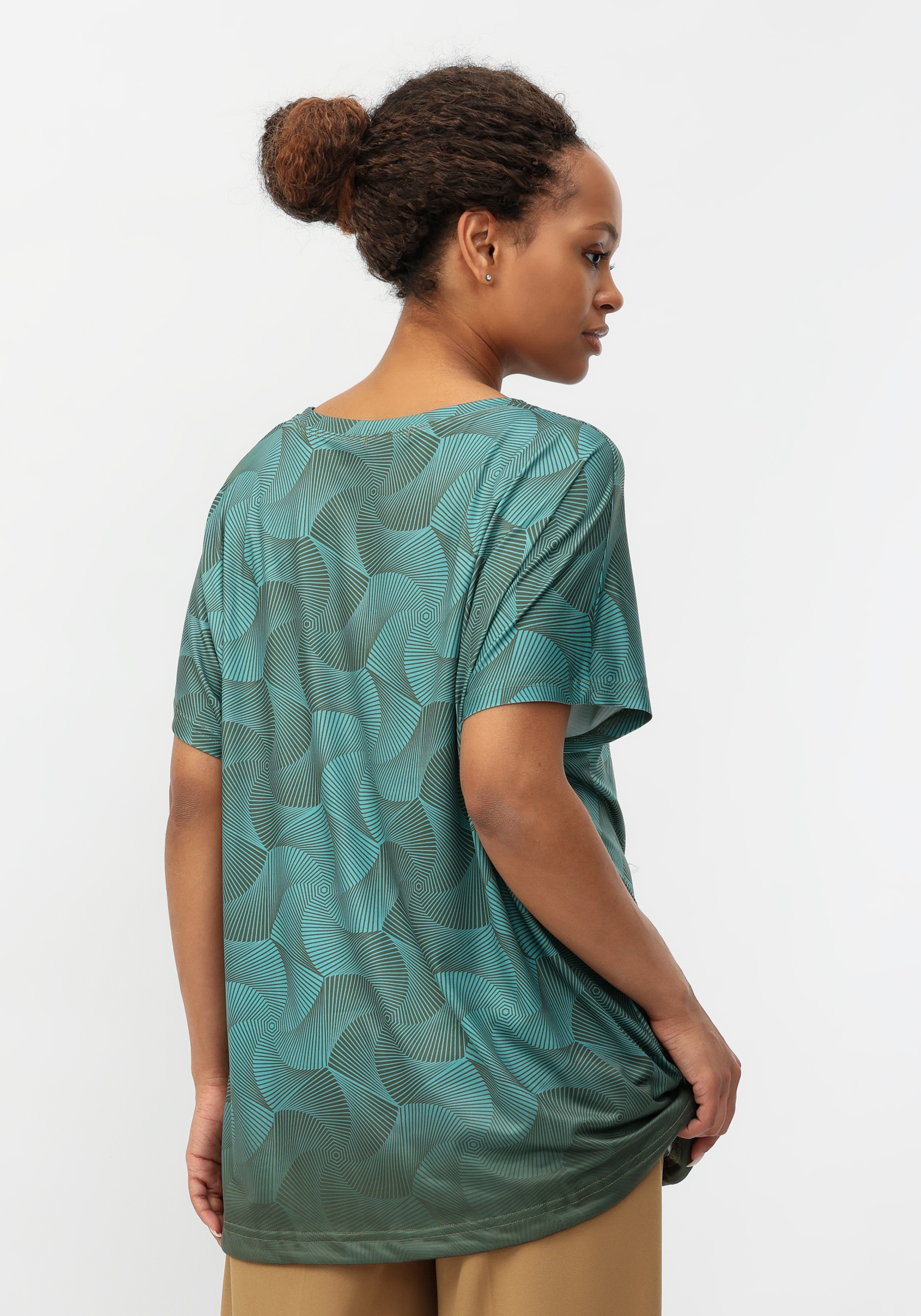 Блуза со стразами и принтом No name, размер 56-58, цвет зеленый - фото 3