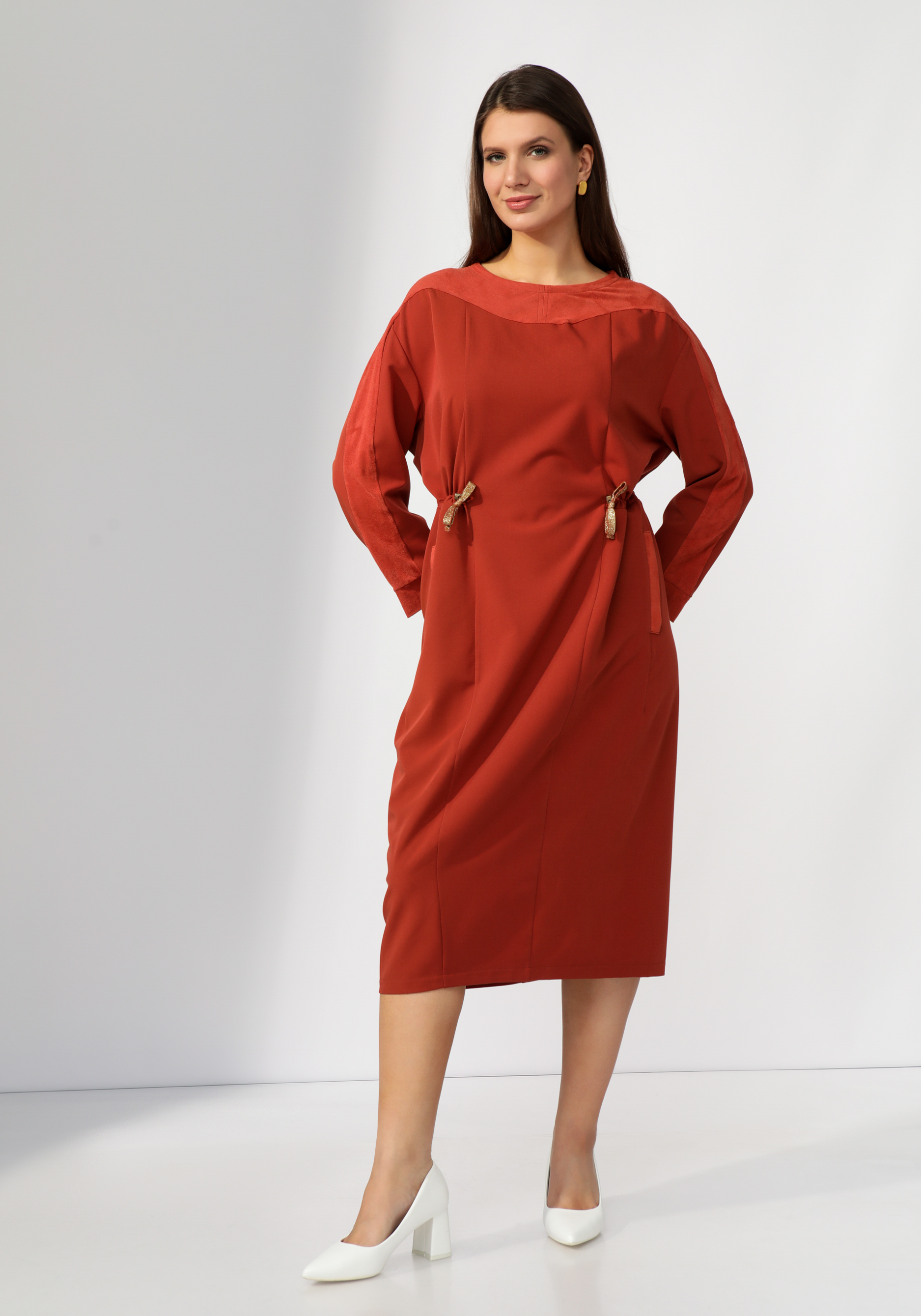 Платье "Стильная идея" GalaGrosso, размер 48, цвет терракотовый - фото 5