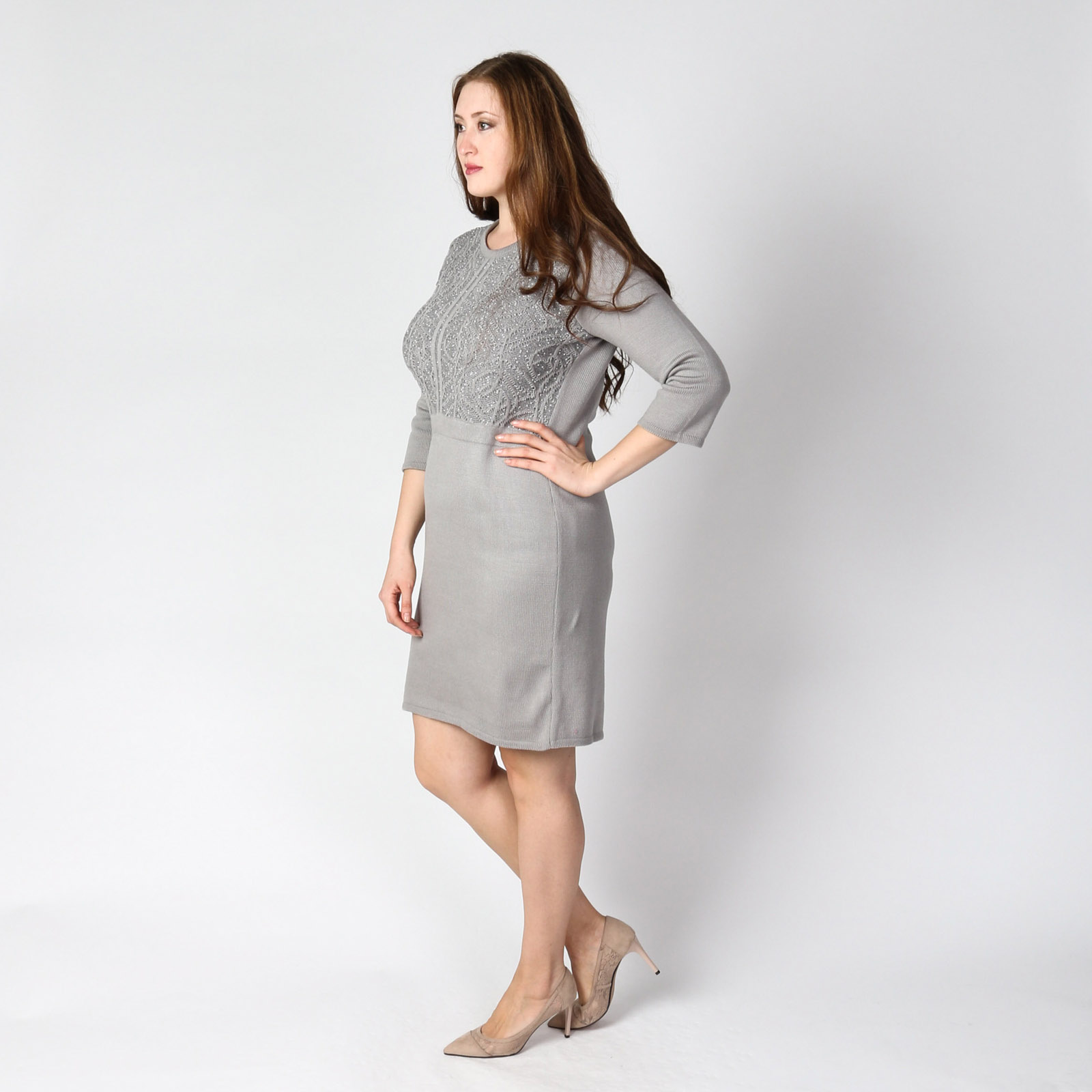 Платье с рукавом 3/4 VeraVo, цвет серый, размер 50 - фото 4